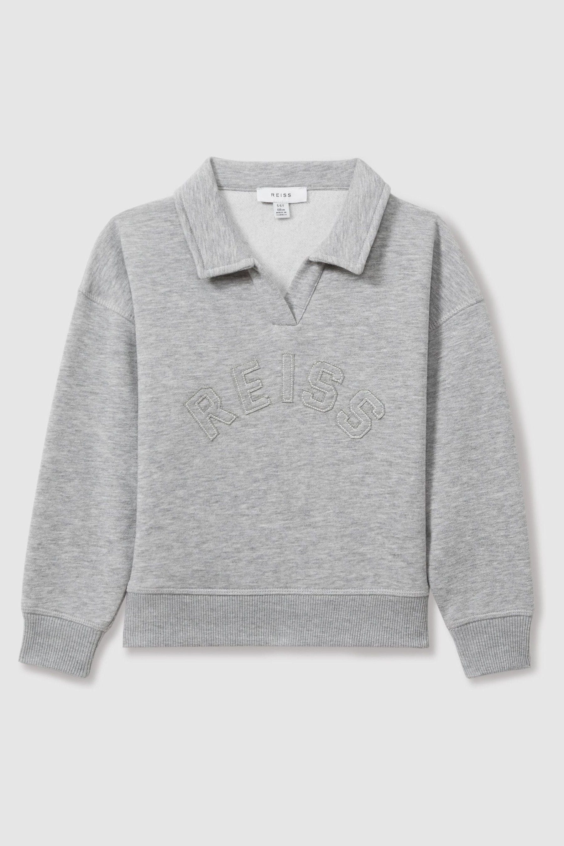 Reiss Paulina - Grey Applique Logo Sweatshirt, Uk 13-14 Yrs In Gray