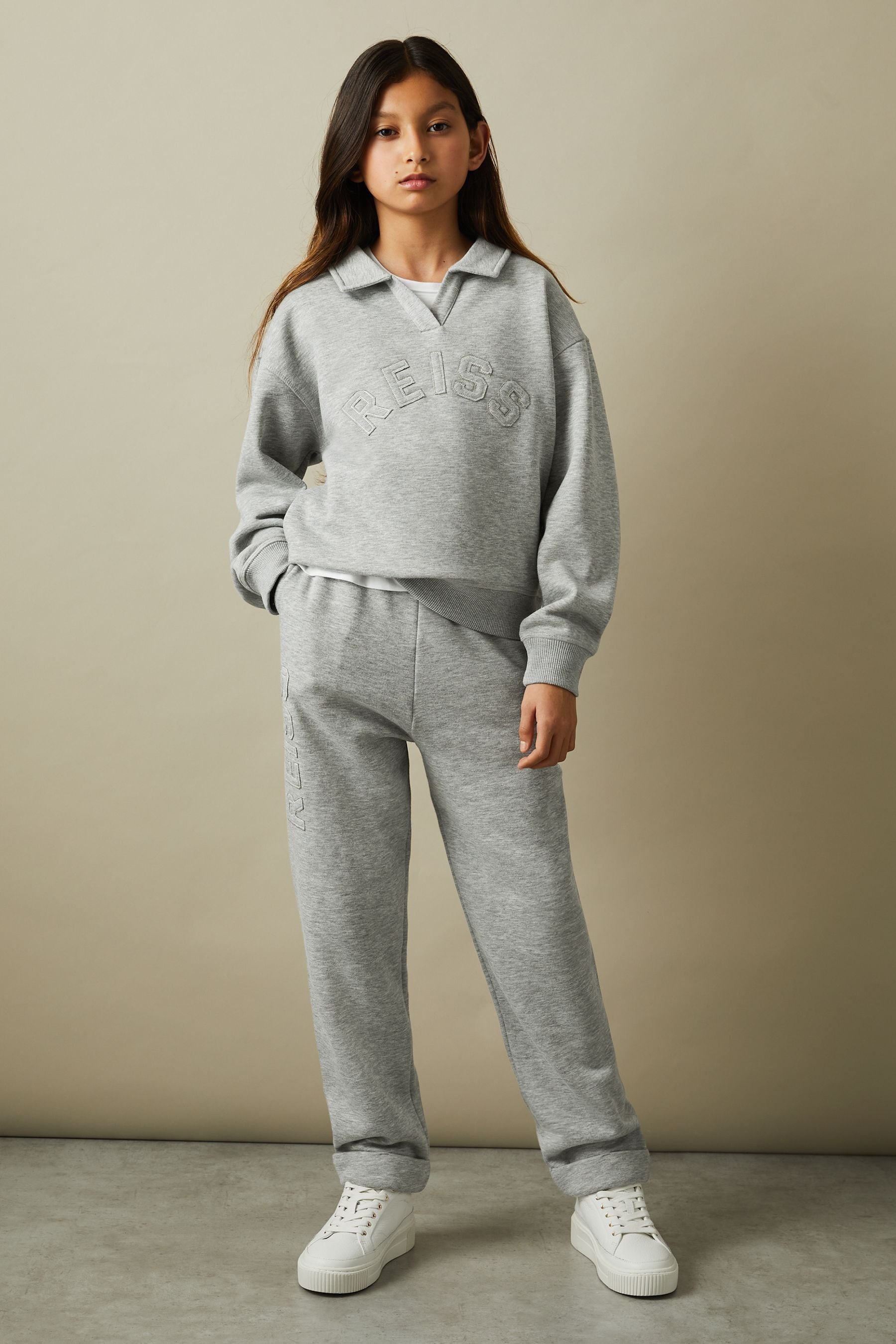Reiss Paulina - Grey Senior Applique Logo Sweatshirt, Uk 11-12 Yrs