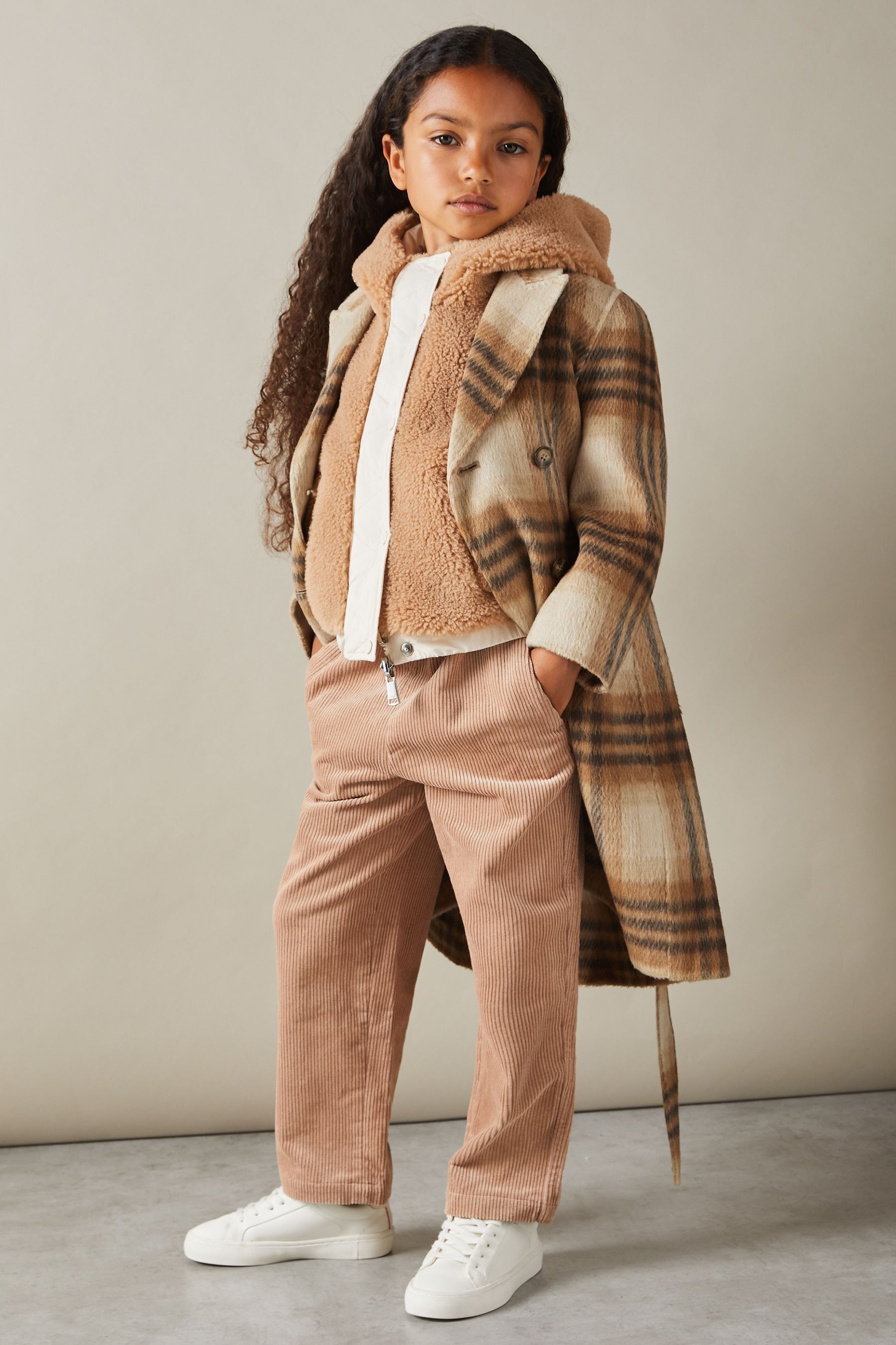 Reiss Maeve Coat Wool Checked, Brown Size: K05