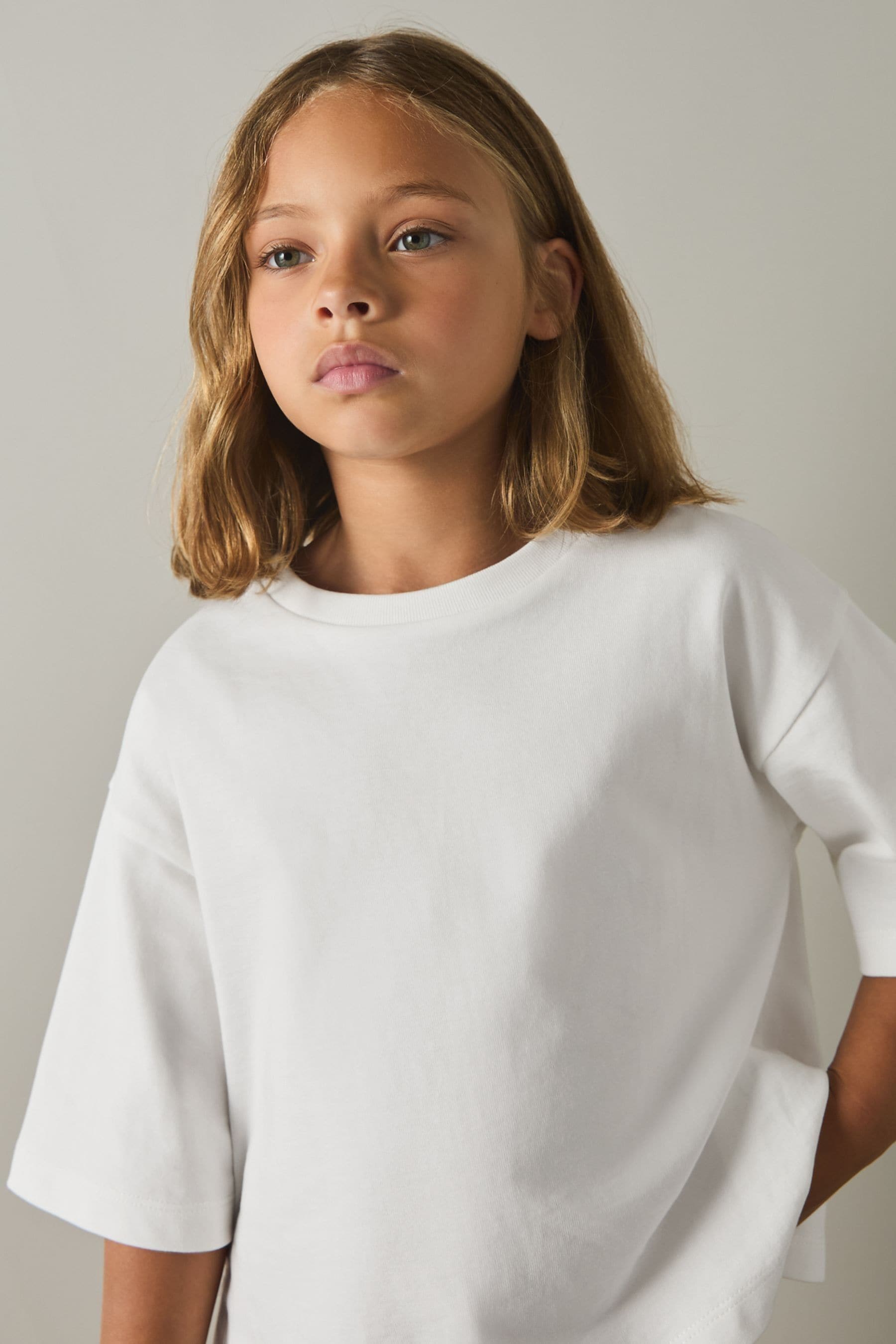 Reiss Girl's White Cotton Crew Neck T-shirt, Size: 9-10 Years, 9-10Yrs