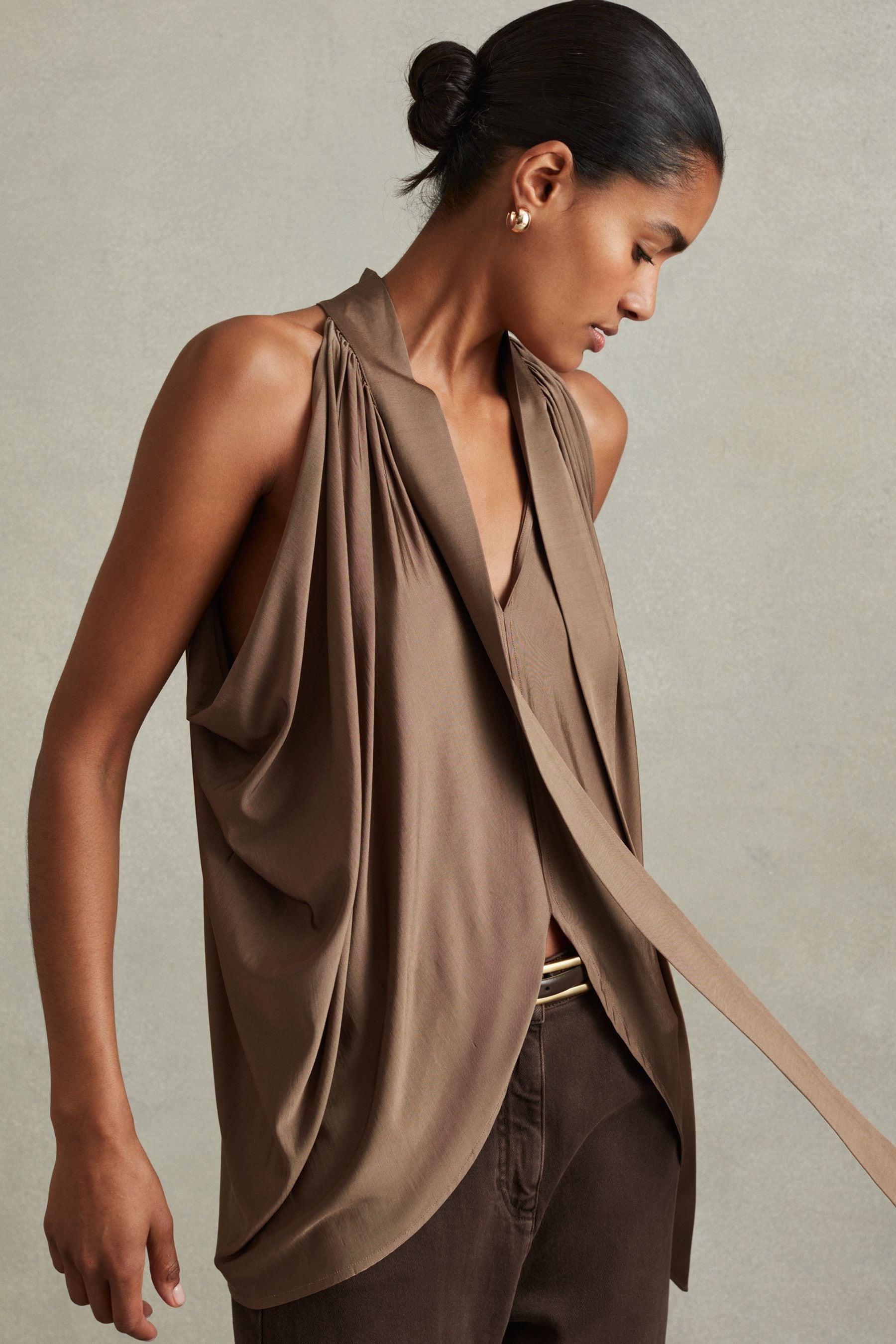 Luisa - Dark Mink Draped Tie...