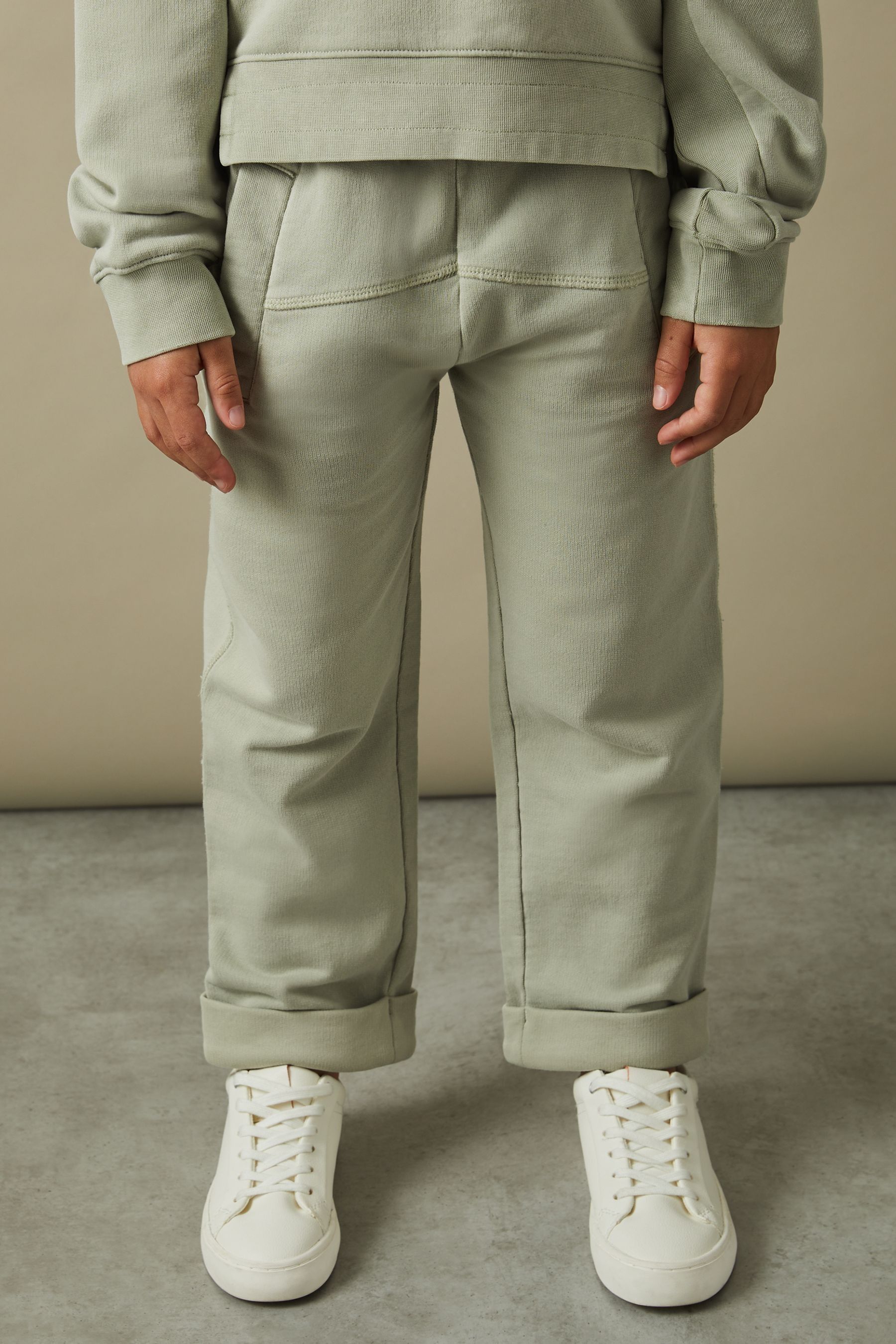 Reiss Kate - Sage 9-13 yrs Garment Dyed Cotton Joggers, 8-9Yrs, Green