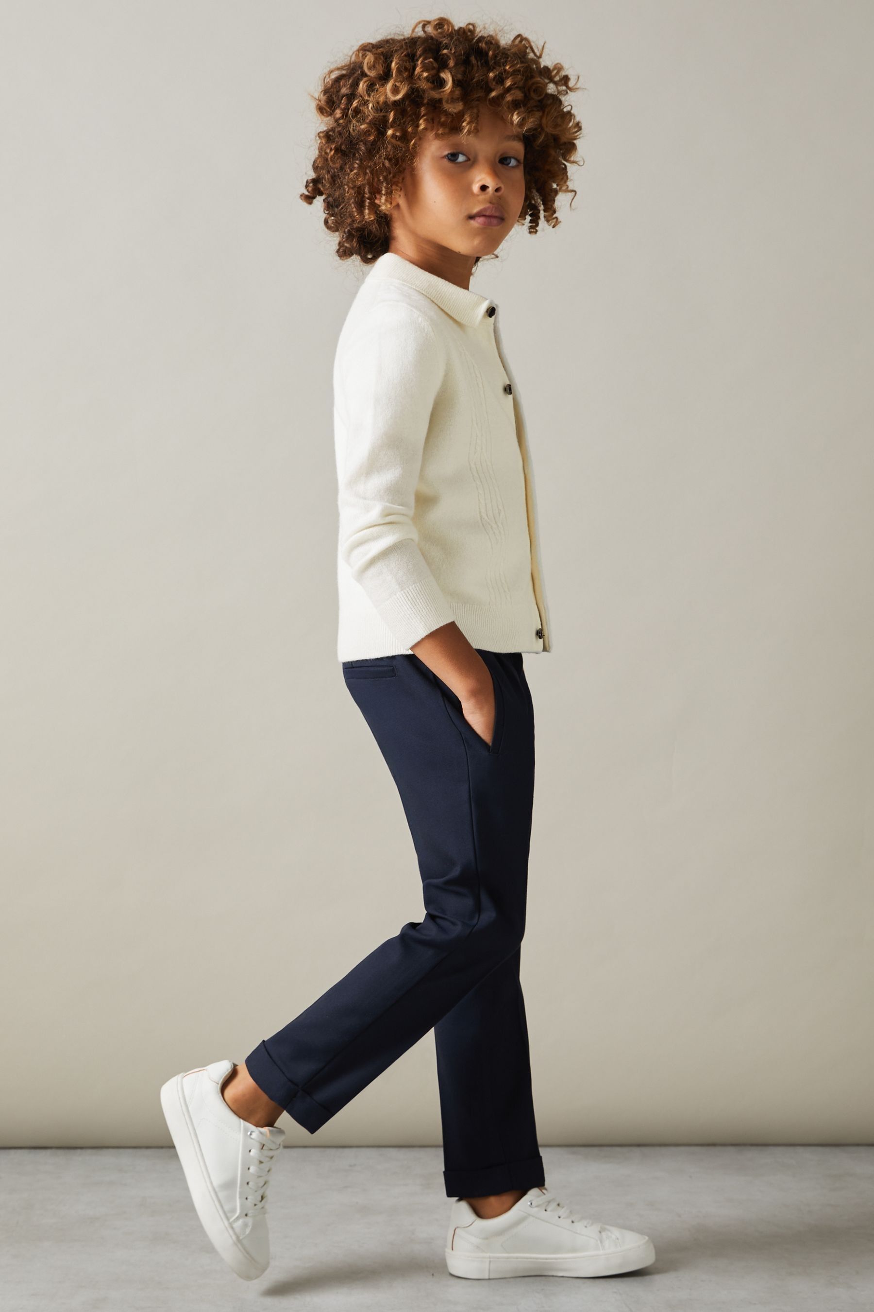 Reiss Off White Lockhurst Wool Cable Knit Cardigan In Off White