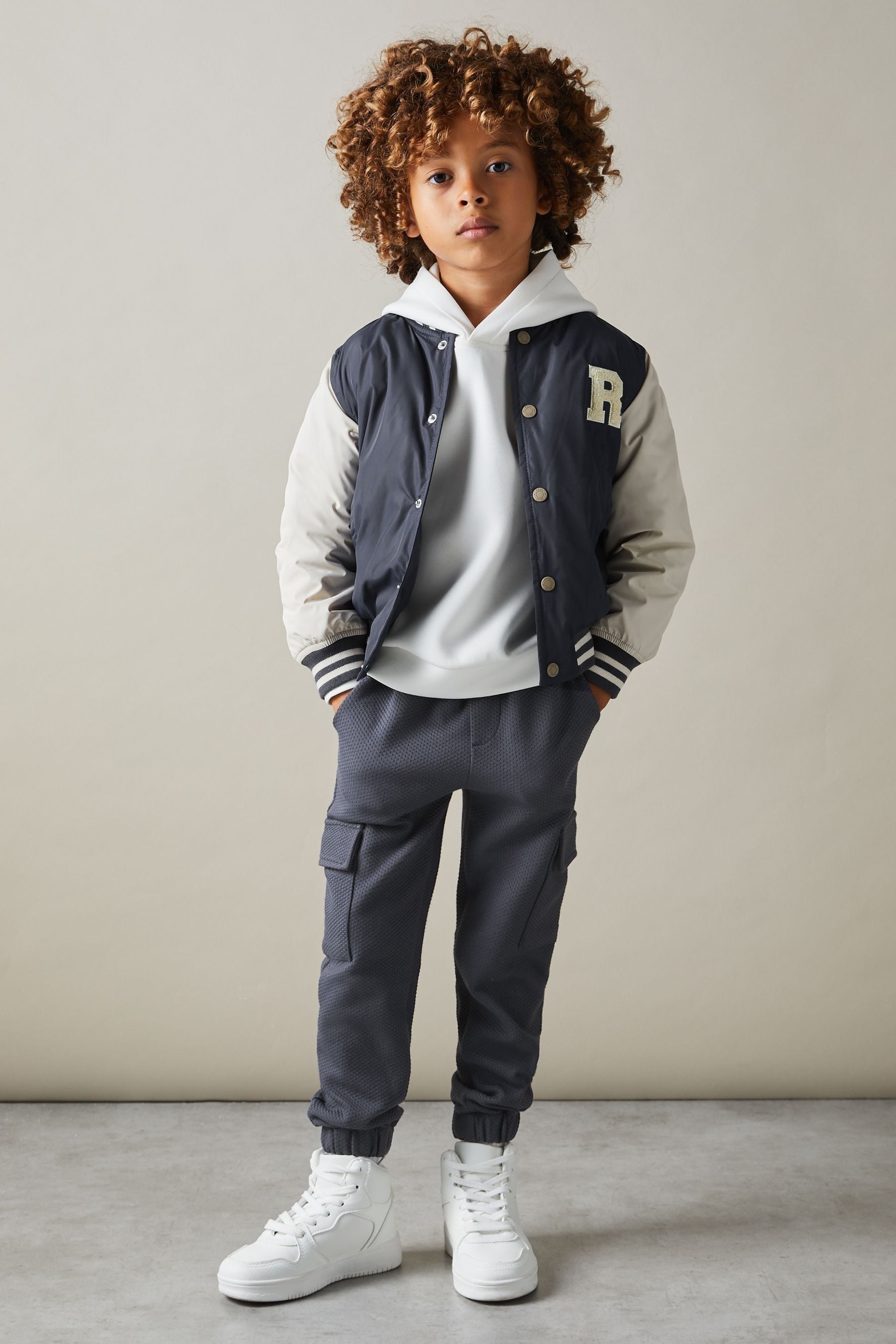 Reiss Steel Blue Textured Joggers In Steel Blue