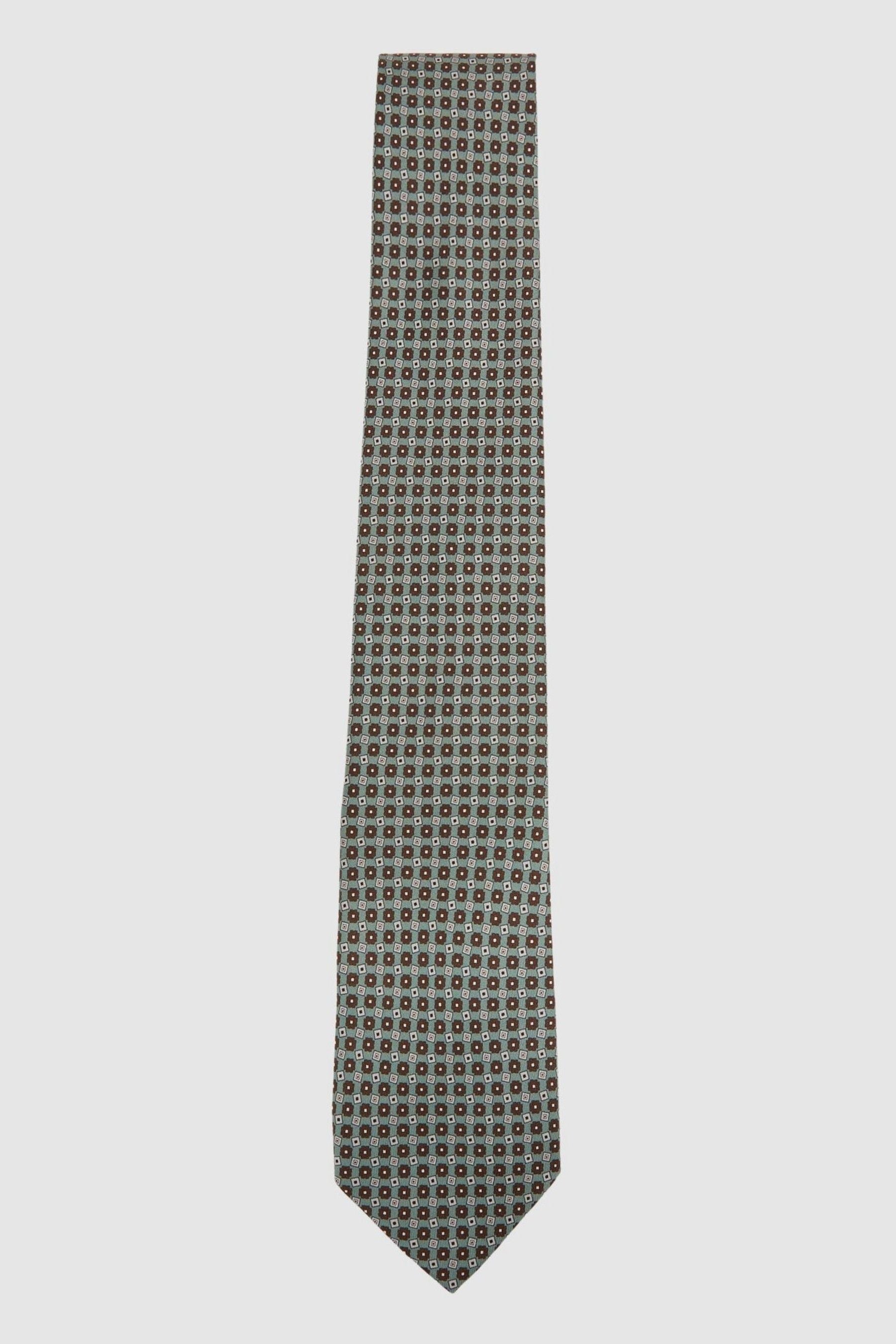 Shop Reiss Light Green Silk Floral Print Tie