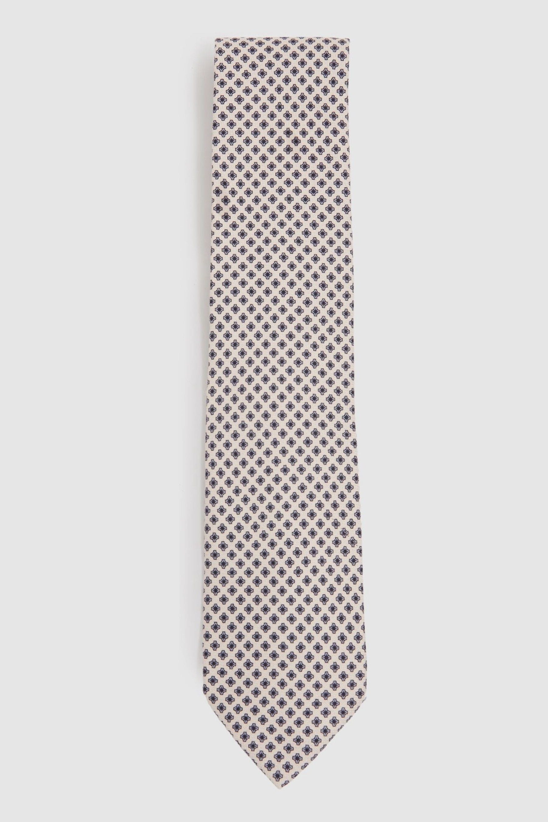 Shop Reiss Ivory Silk Floral Tie