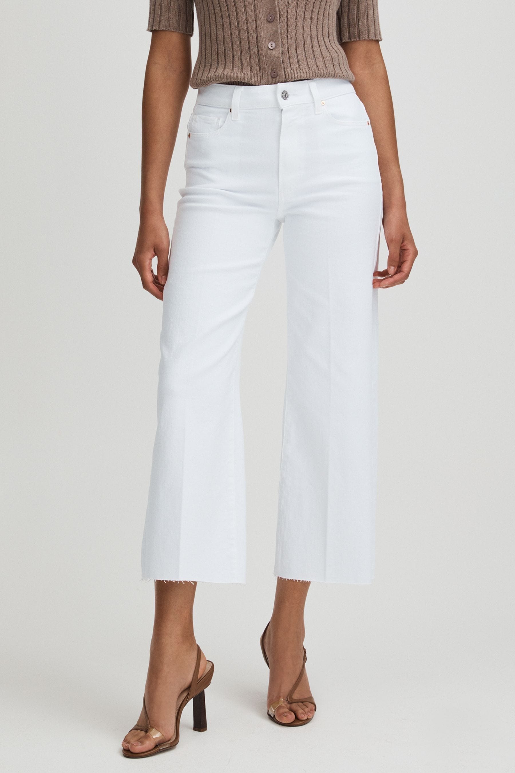 Paige Women's White Cotton Cropped Jeans, Size: 27