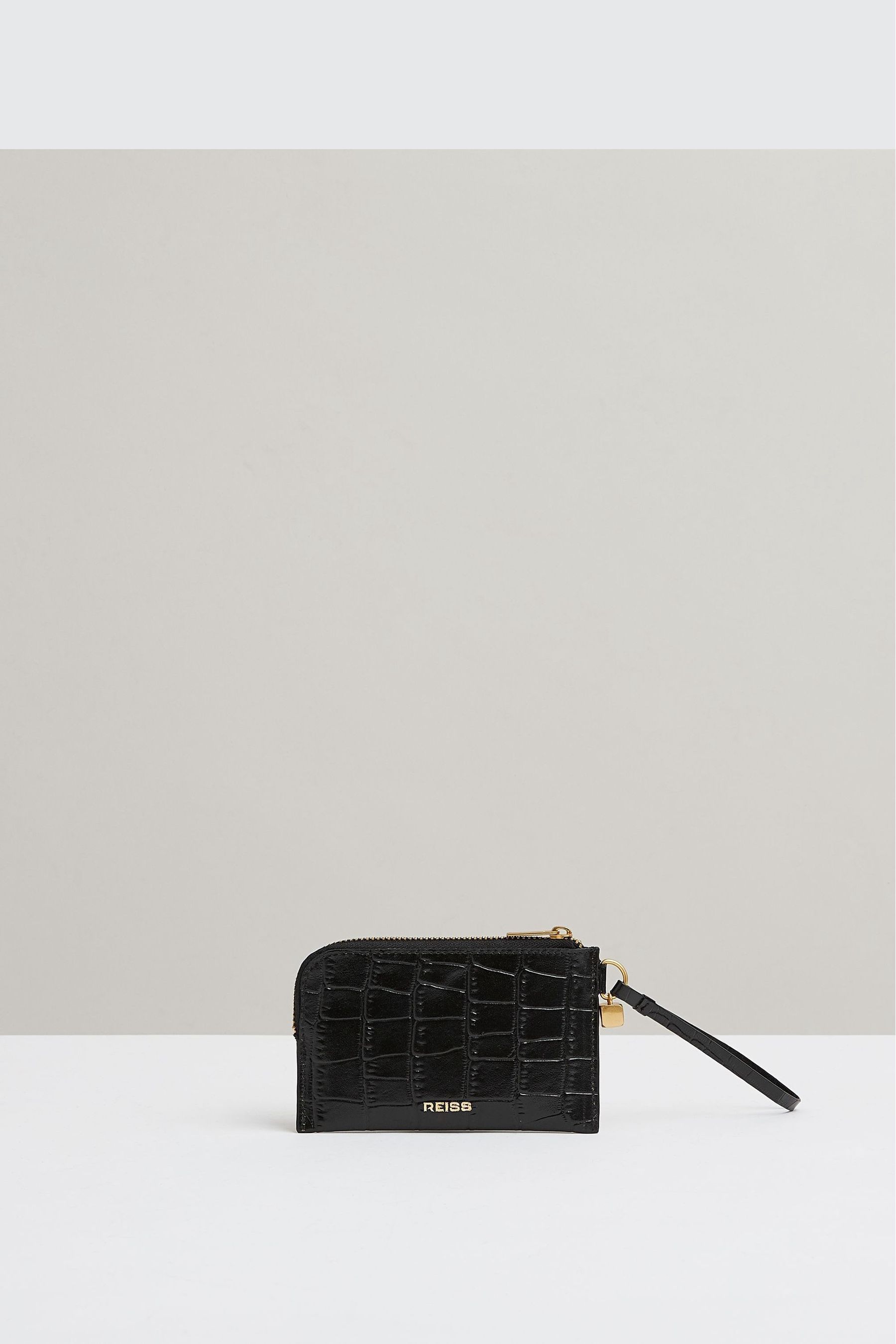 Reiss Black Gloria Leather Coin Purse