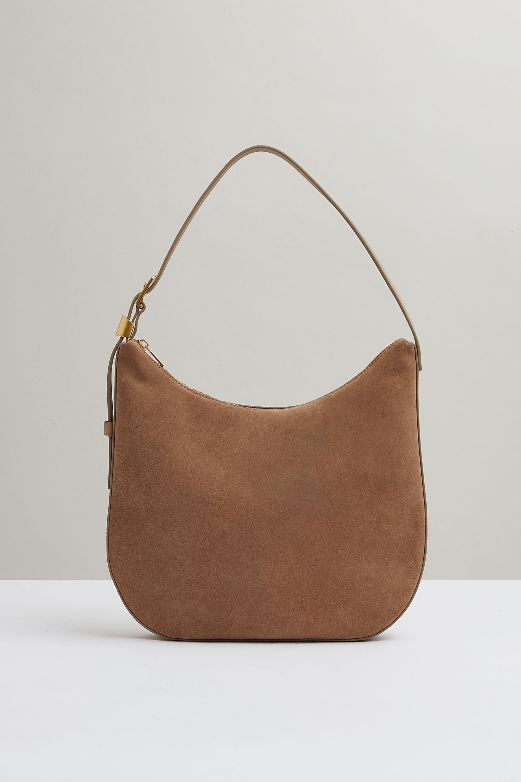 Shop Reiss Taupe Leather And Suede Shoulder Bag