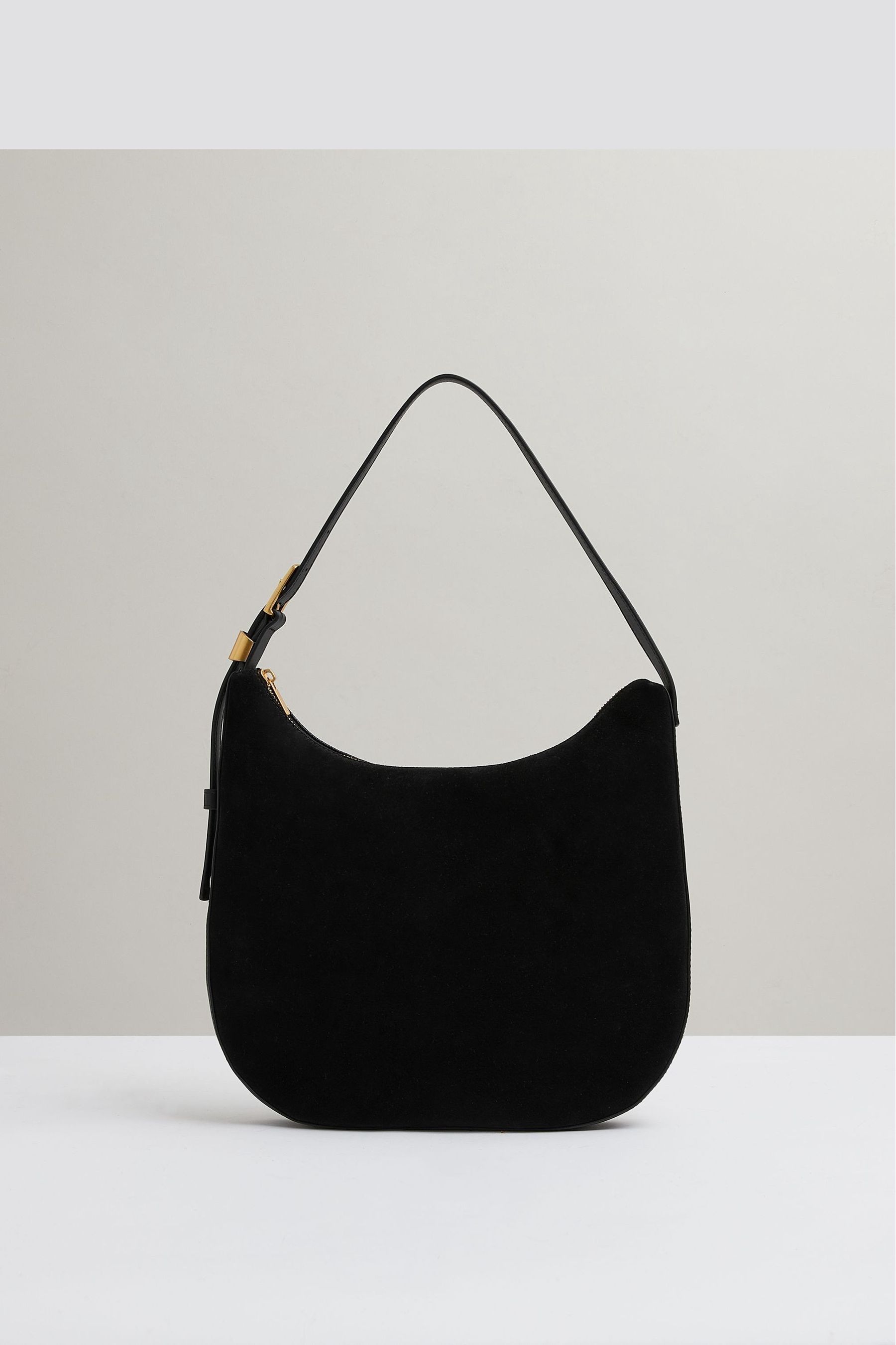 Reiss Black Marianna Leather And Suede Shoulder Bag In Black