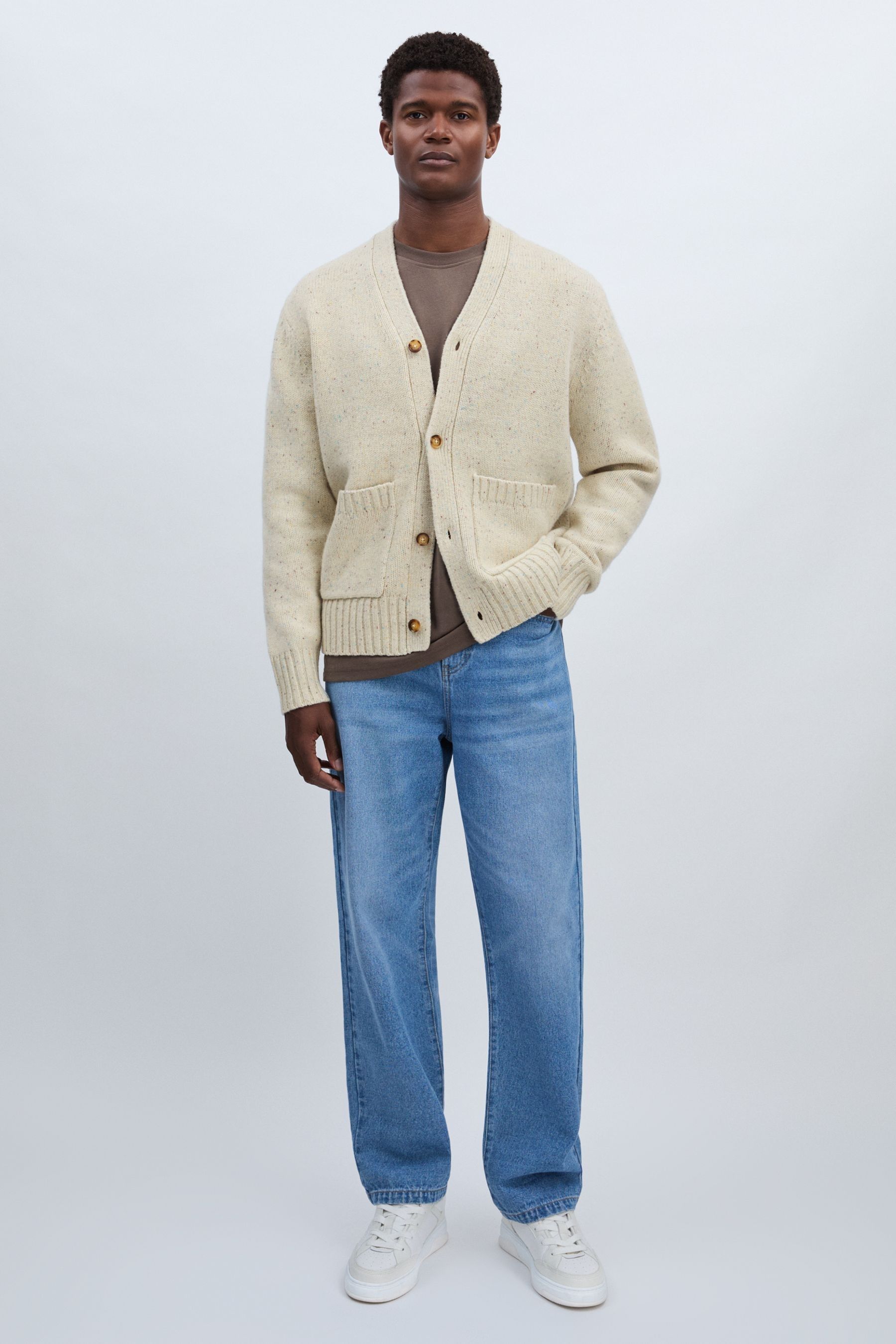 Les Deux Sand Wool-blend Flecked Cardigan In Sand