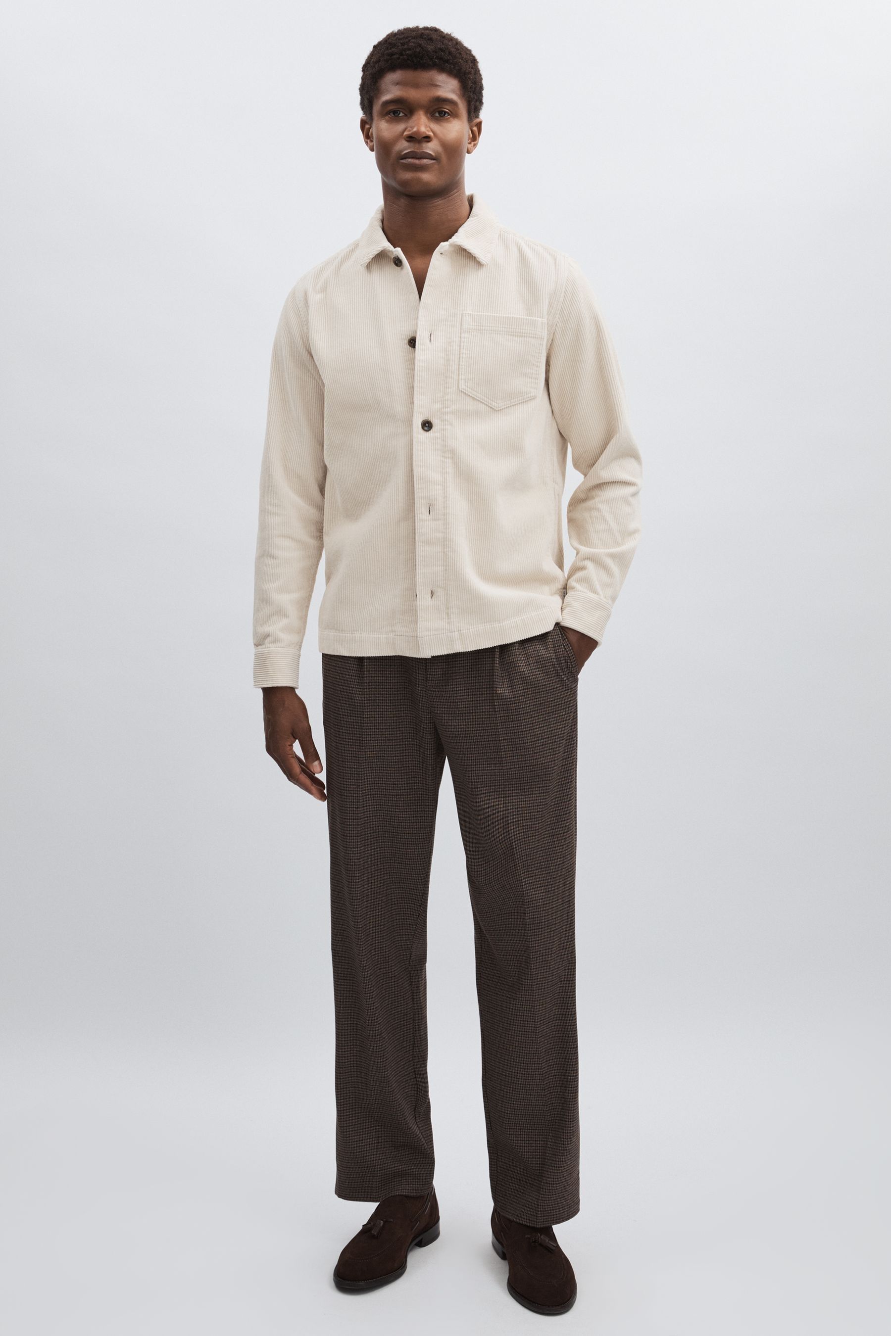 Les Deux Ivory  Cotton Corduroy Overshirt In Ivory