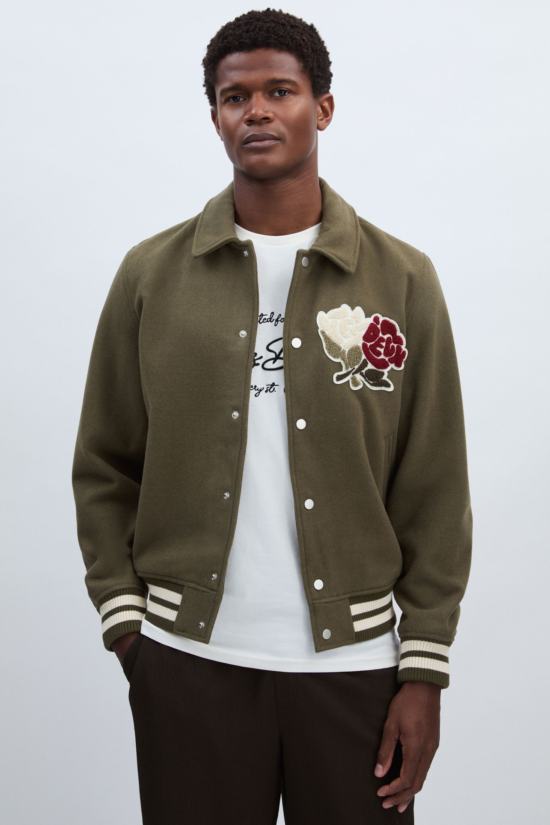 Les Deux Felipe Bomber Jacket In Dark Olive