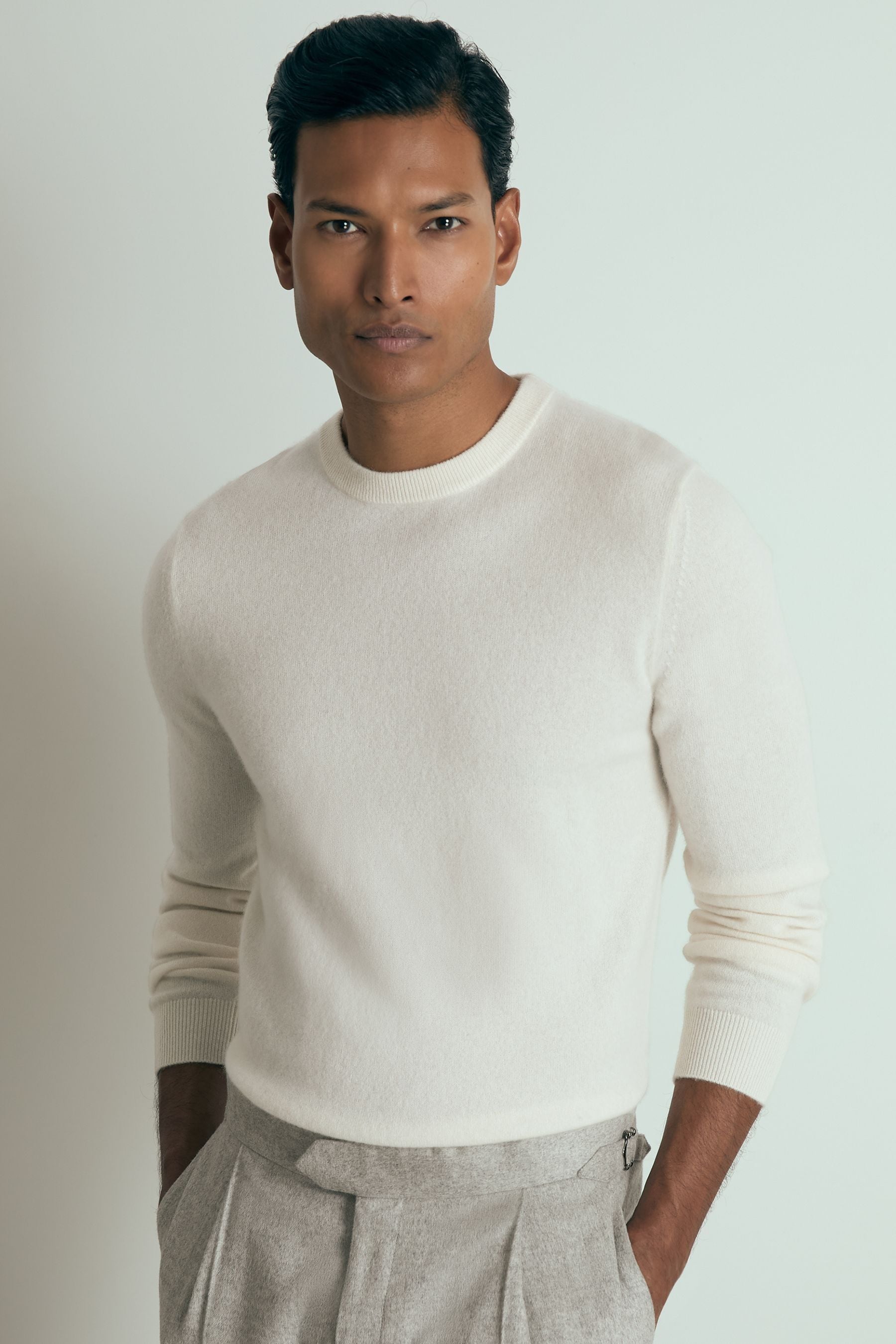 Reiss White Atelier Cashmere Crew-neck Jumper, XS