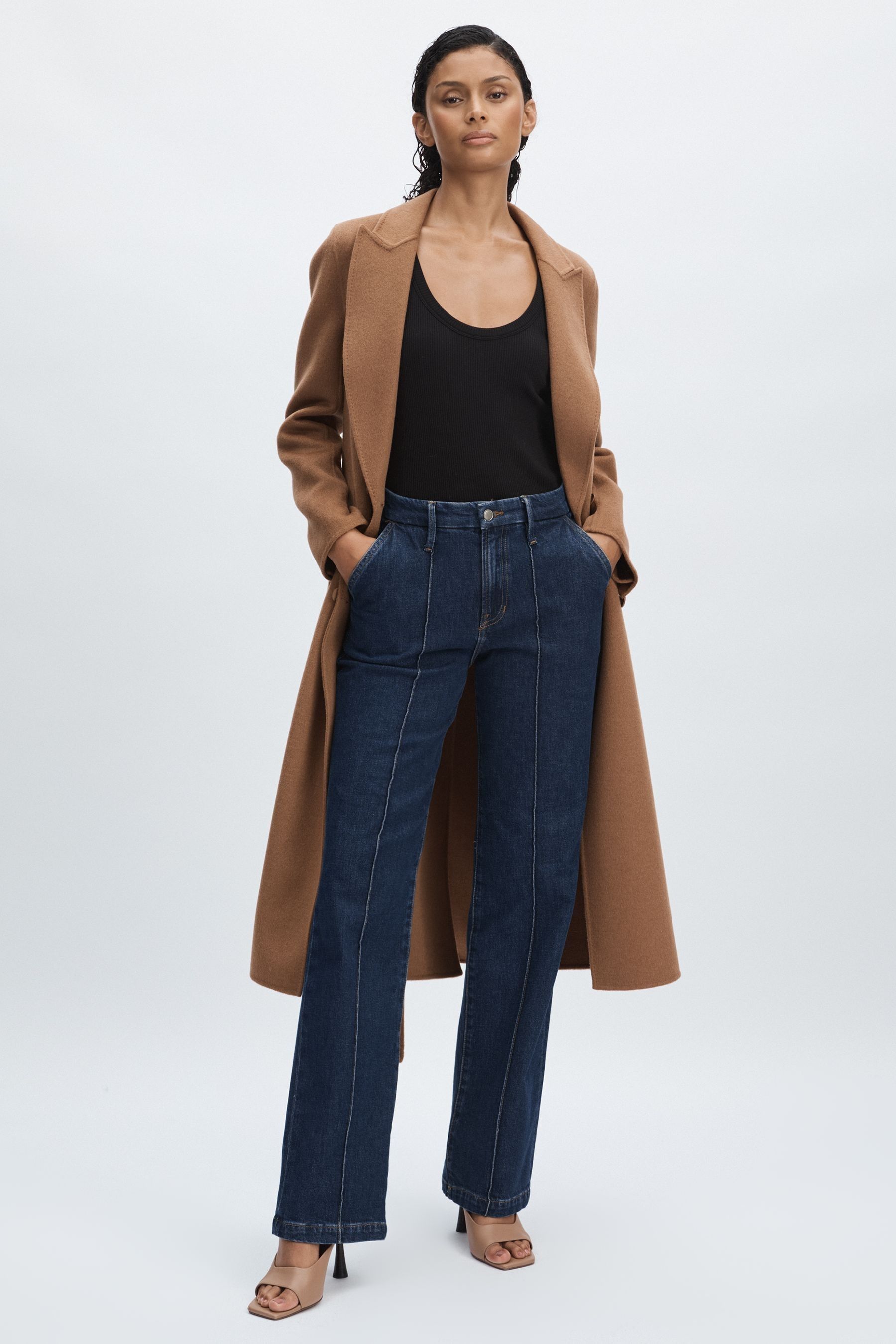 Good American Indigo Blue Straight-leg Trouser Jeans In Indigo Blue