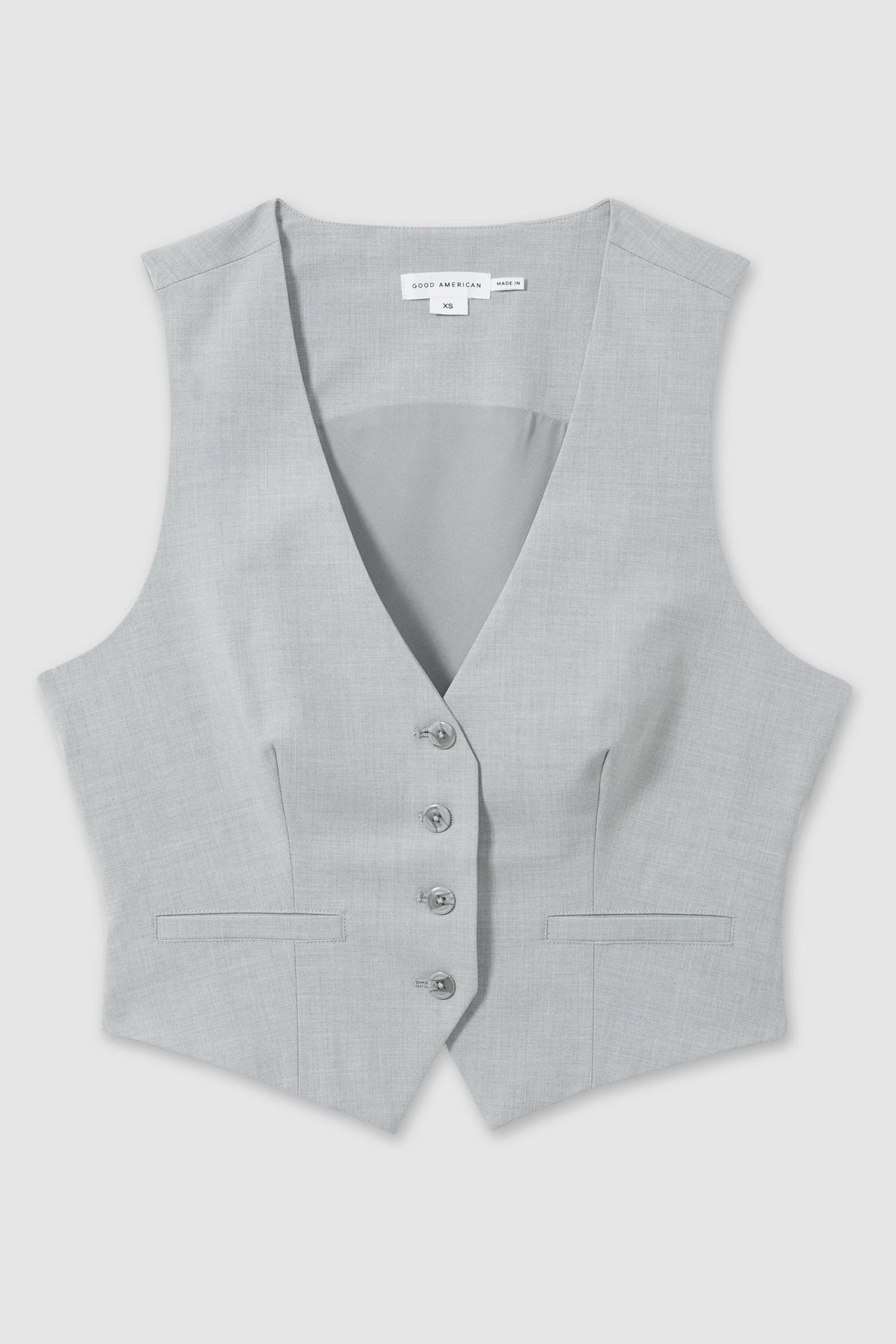 Good American Heather Grey Sharkskin Suit Waistcoat, 14