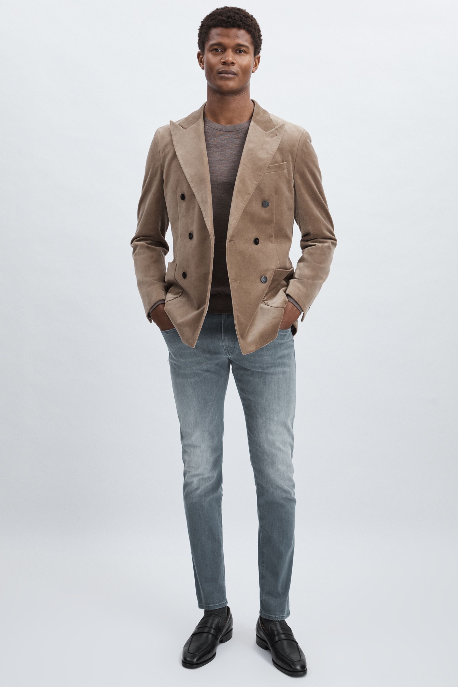 Replay Mid Grey Slim-fit Hyperflex Jeans In Mid Grey