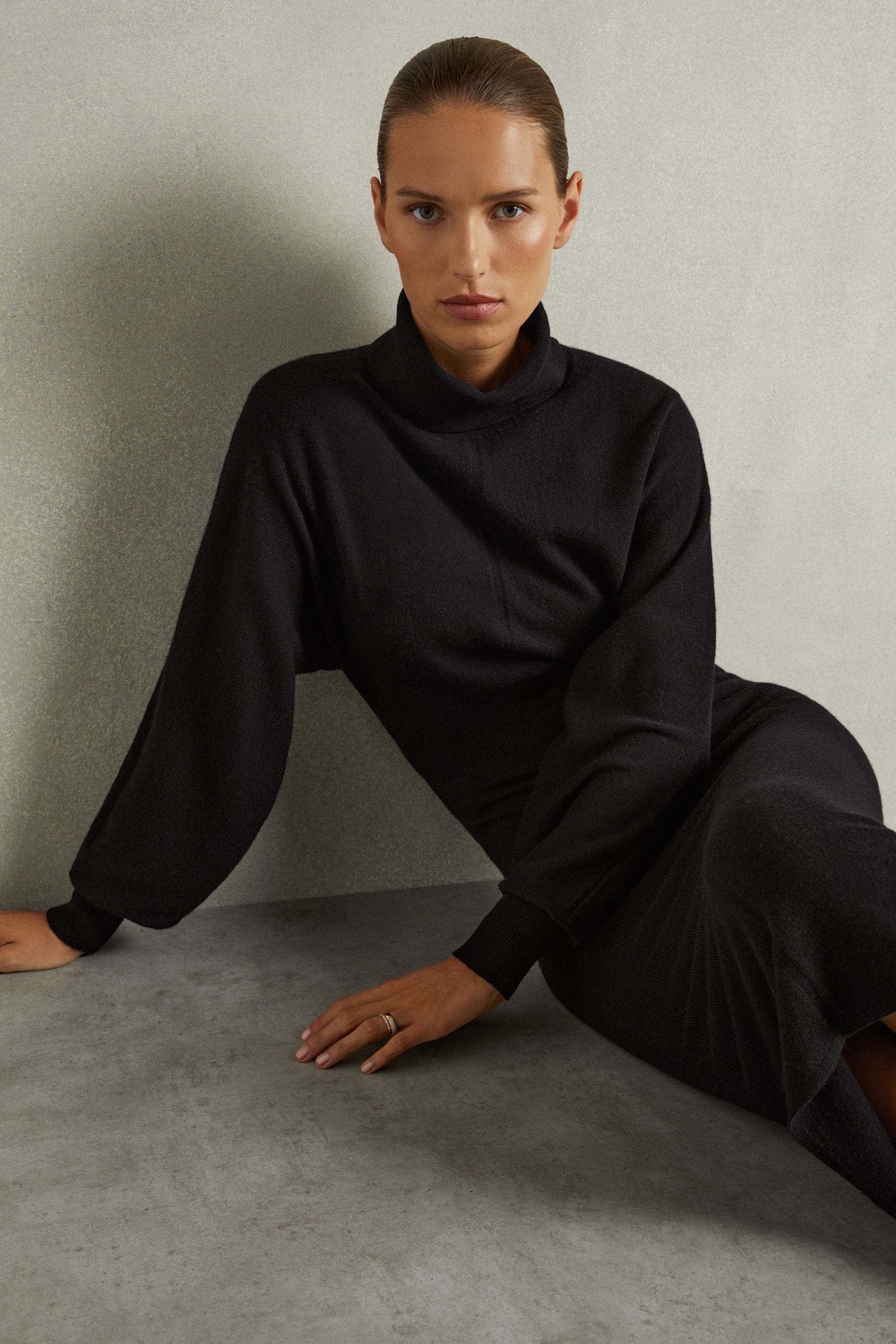 Reiss Winslet Roll Neck Knitted Dress In Chocolate | ModeSens