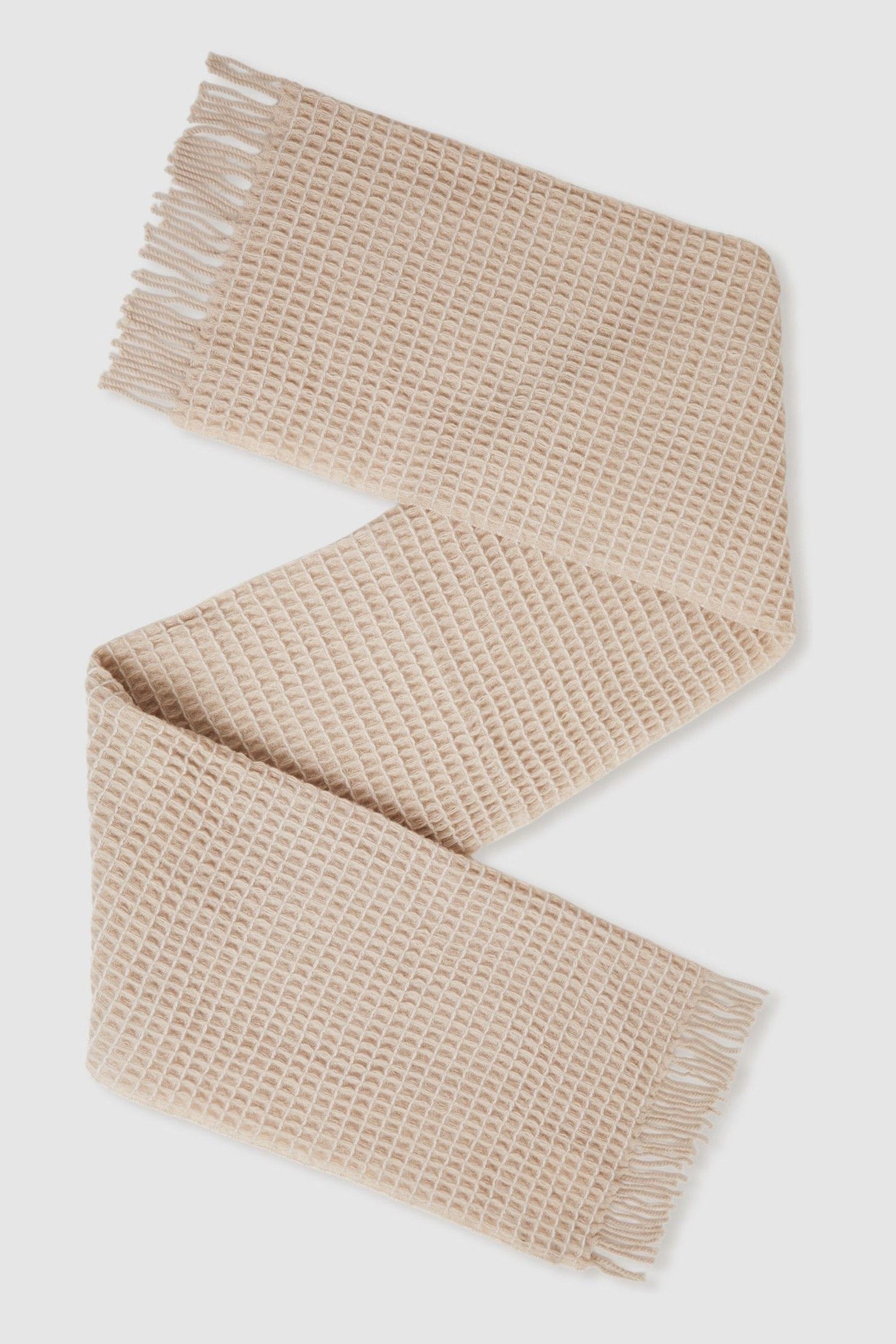 Reiss Neutral Norah Wool Waffle Scarf