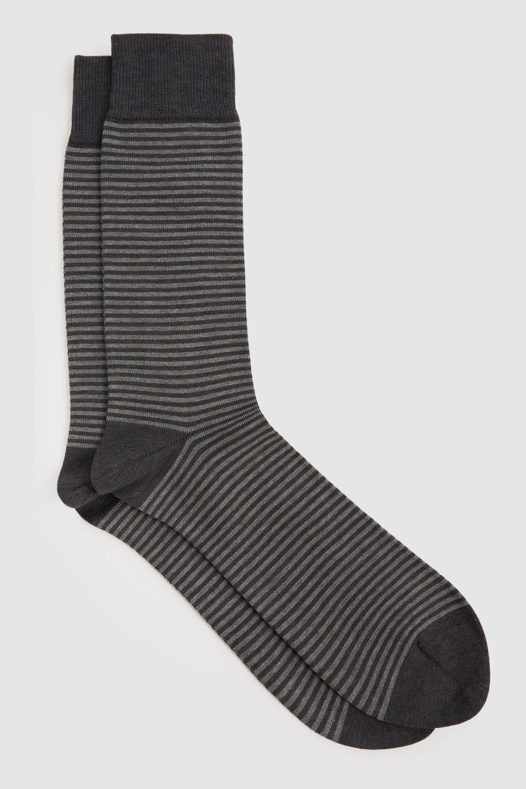Reiss Charcoal/grey Mario Stripe Striped Socks In Charcoal/grey