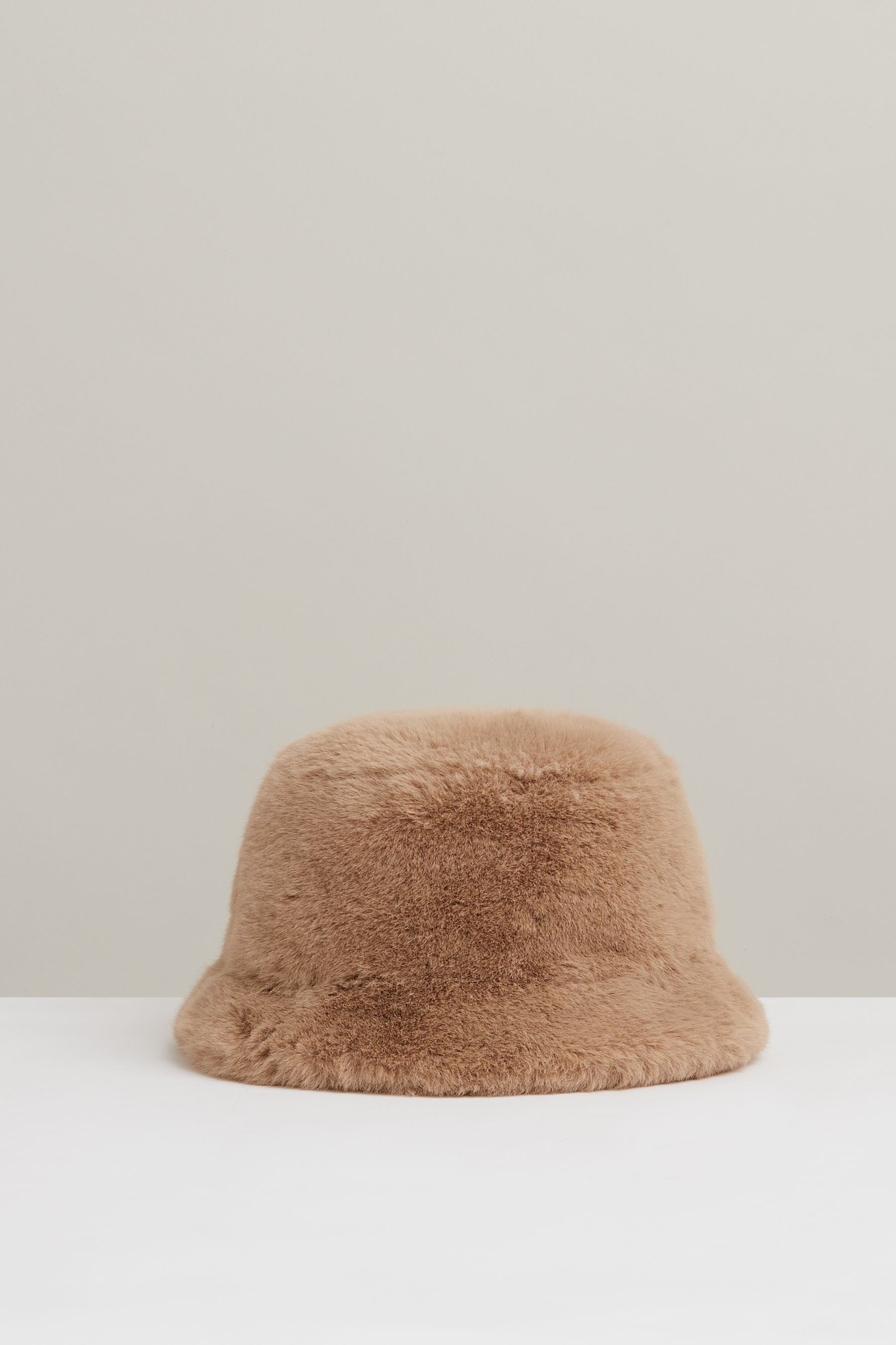 Reiss Biscuit Faux Fur Bucket Hat In Biscuit