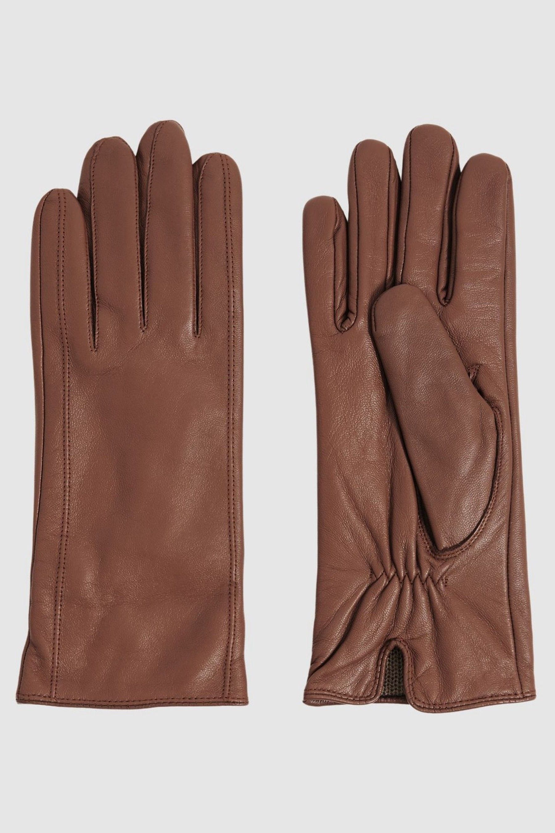 Reiss Tan Leather Gloves