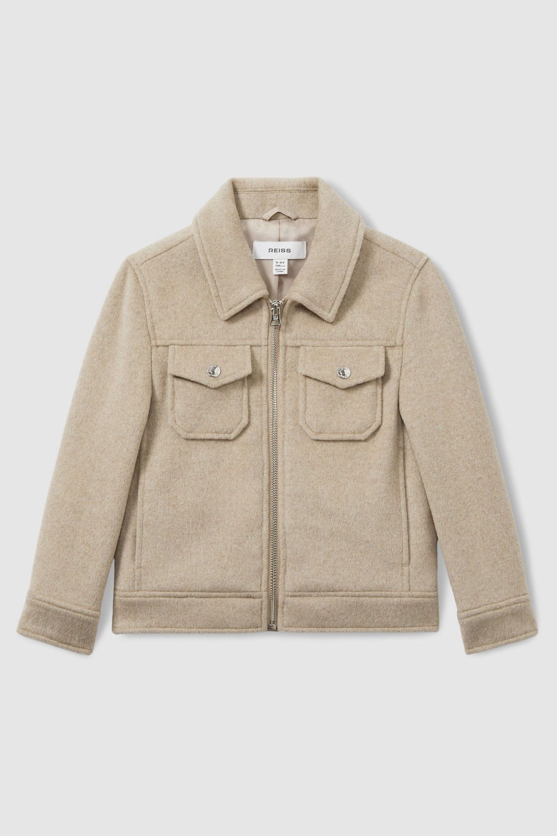 Reiss Oatmeal Peridoe Wool-blend Melton Trucker Jacket In Oatmeal