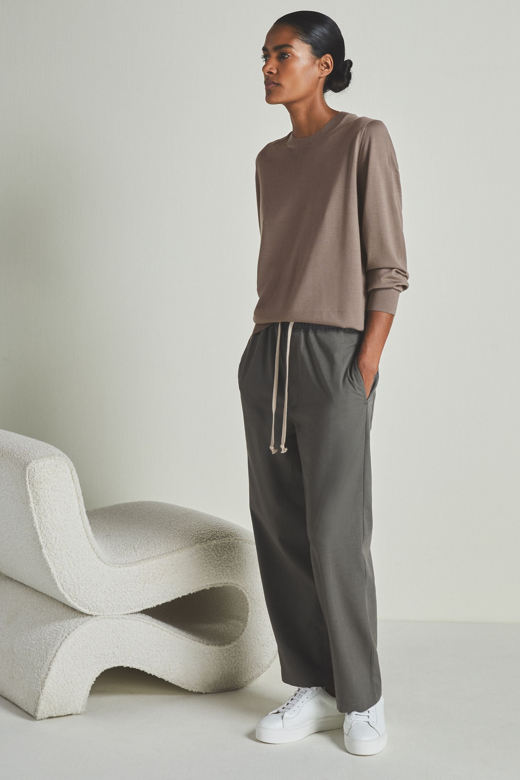 Les 100 Ciel Dark Mink Reiss | S Noble-wool Long-sleeve Jumper In Dark Mink