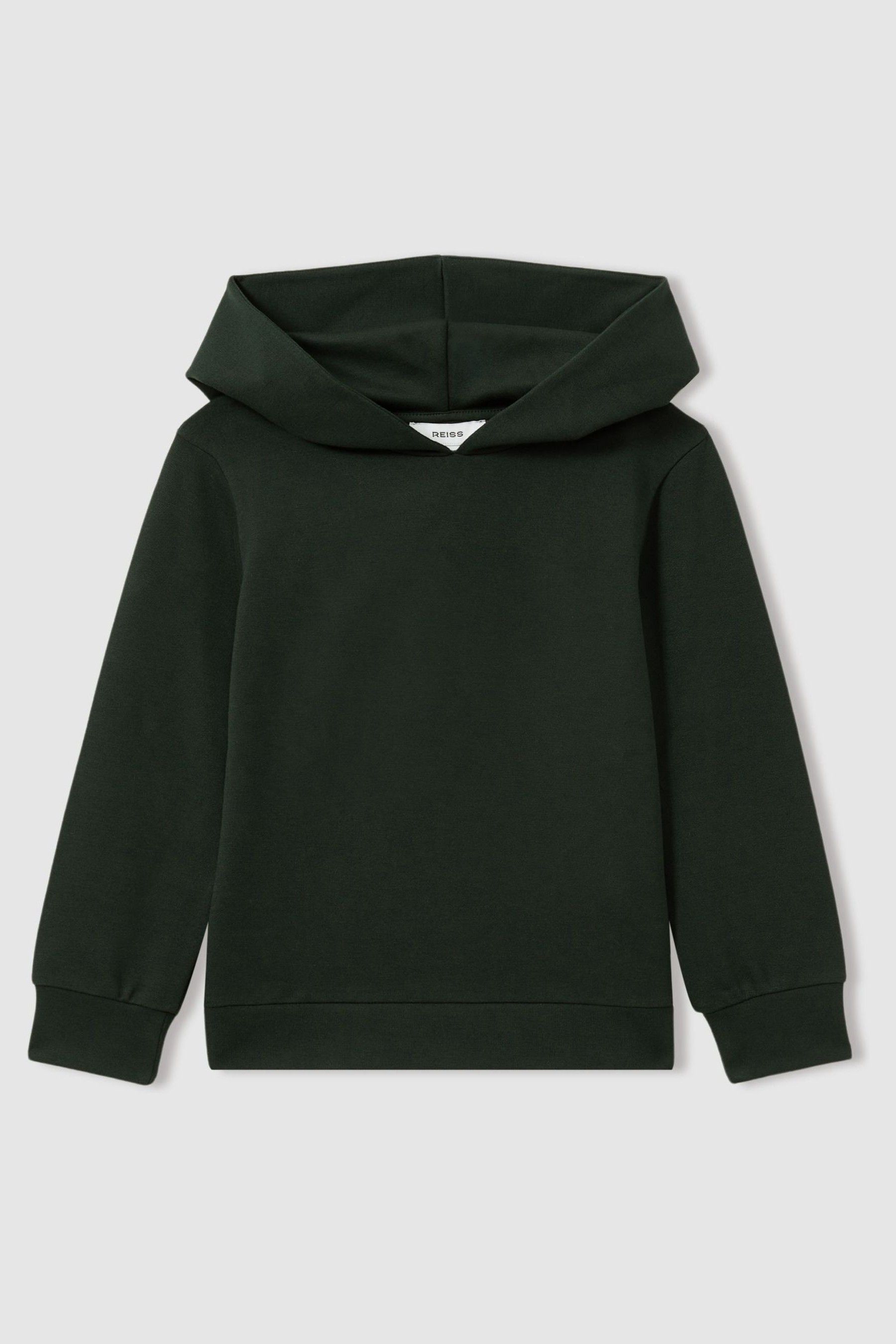 Reiss Emerald Green Lowden Lowden Interlock Jersey Hoodie In Emerald Green