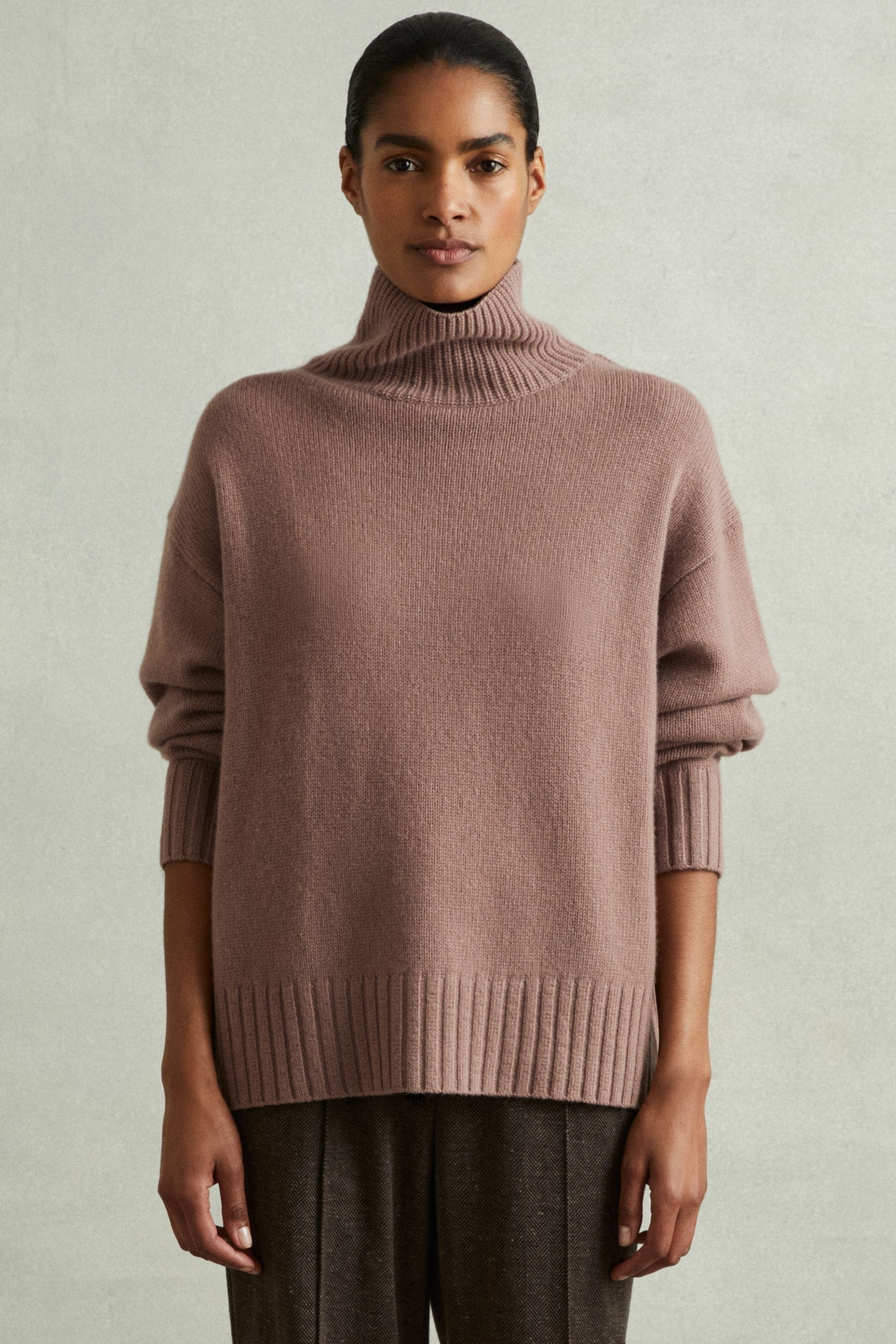 Reiss Mink Cashmere Roll Neck Jumper