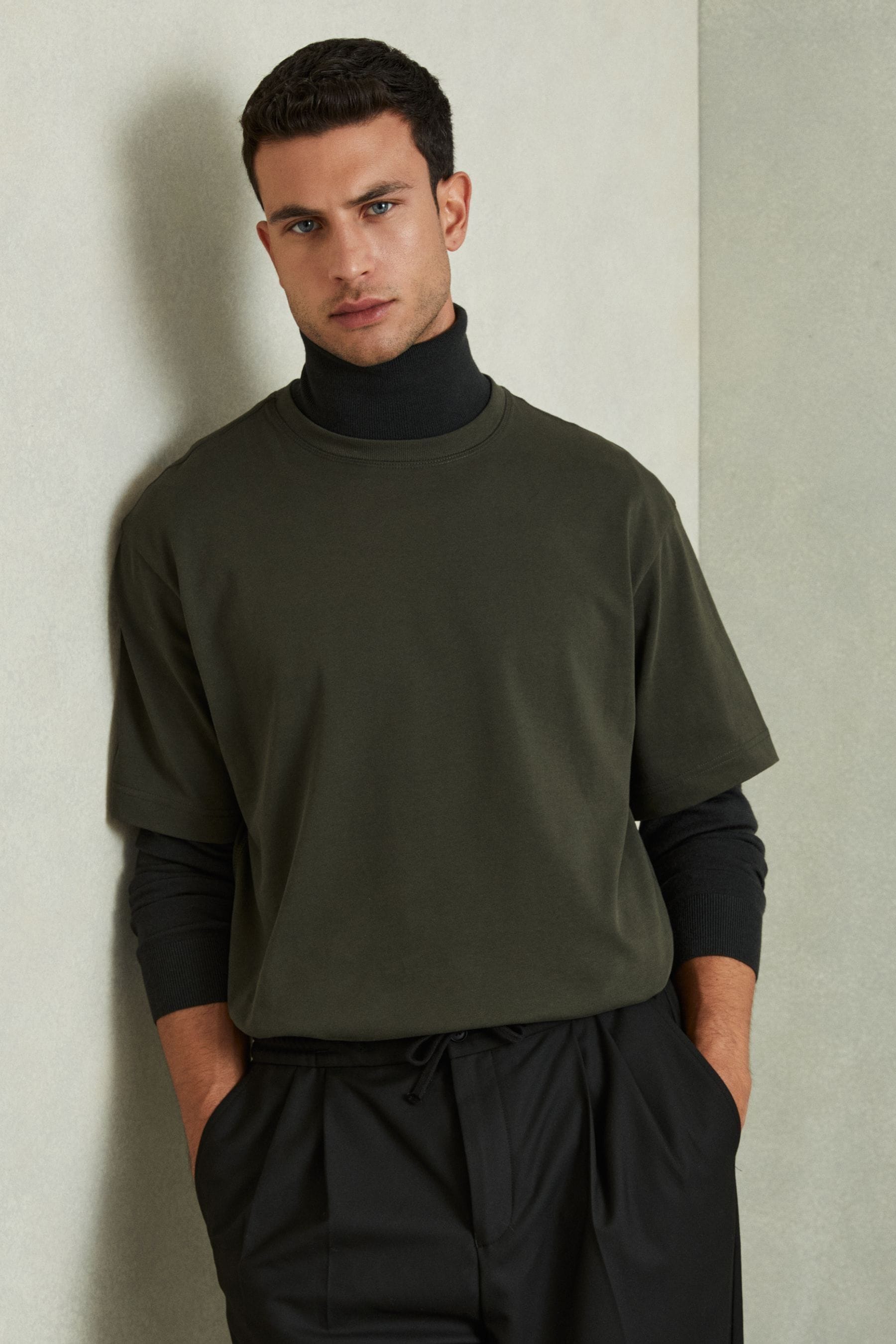 Tate - Dark Green Oversized Garment Dye T-Shirt