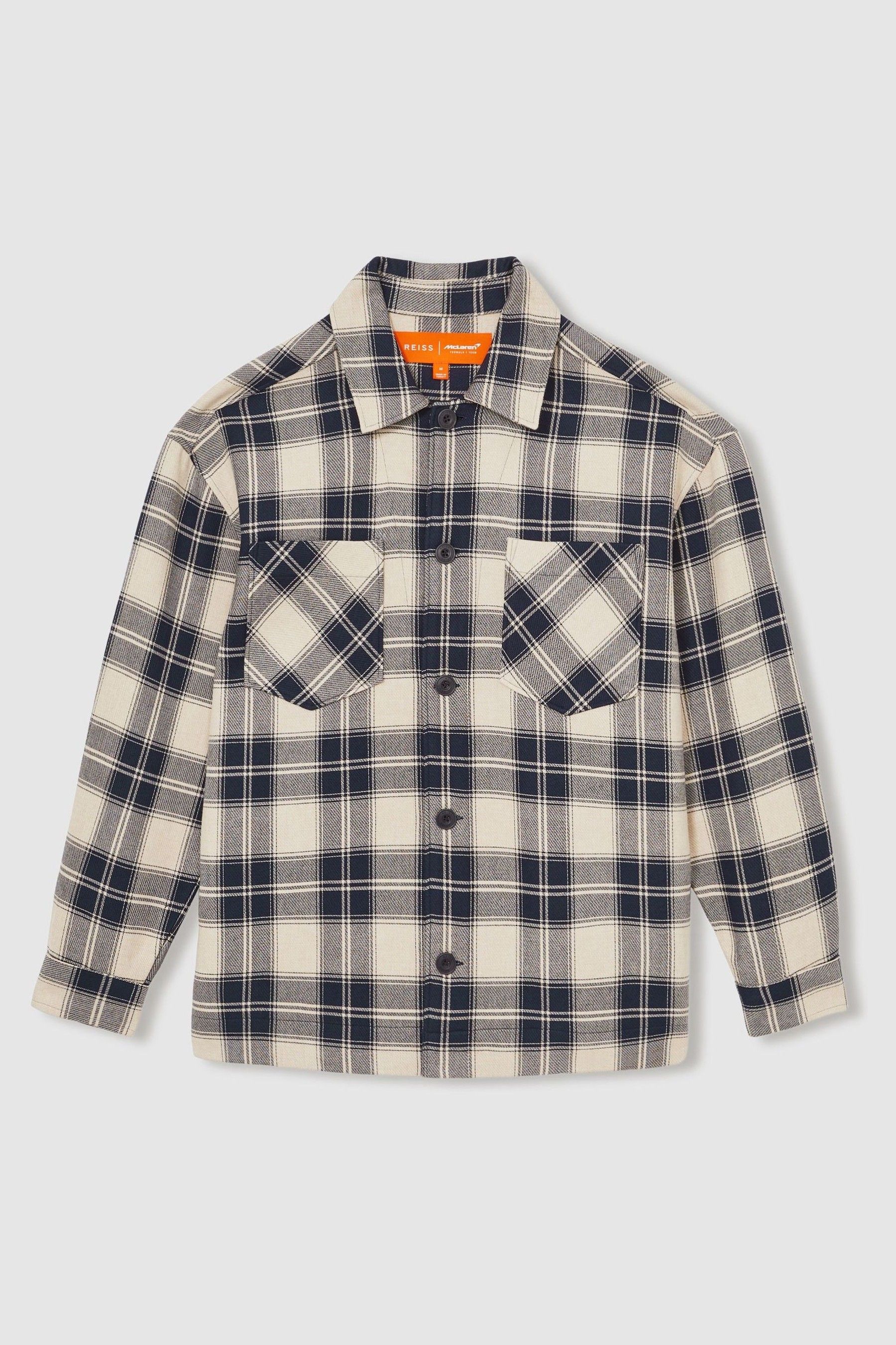 Reiss Mclaren Navy/off White Mclaren F1 Team Check Logo Overshirt