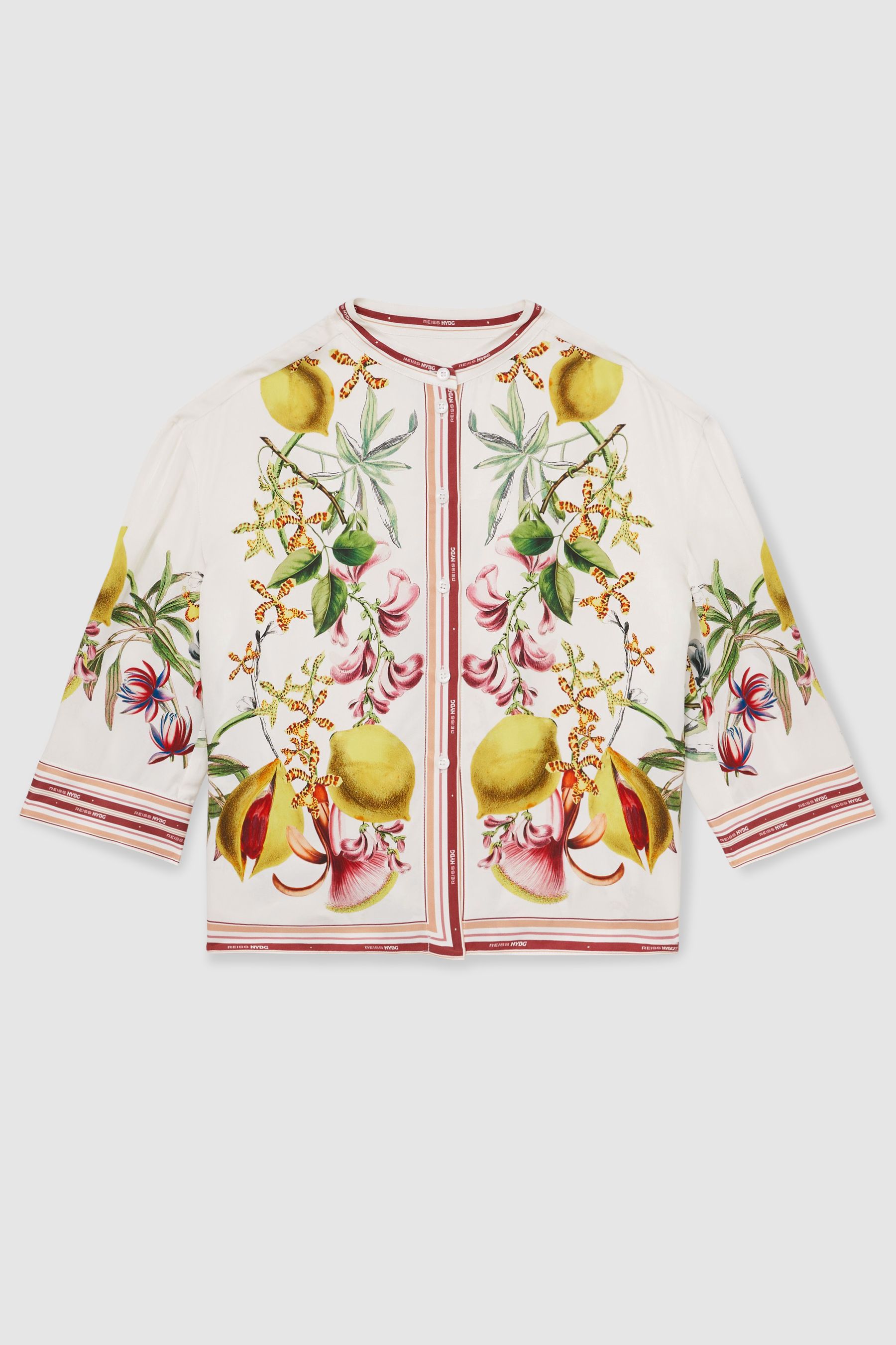 New York Botanical Gardens Ivory Floral Stripe Co-ord Top