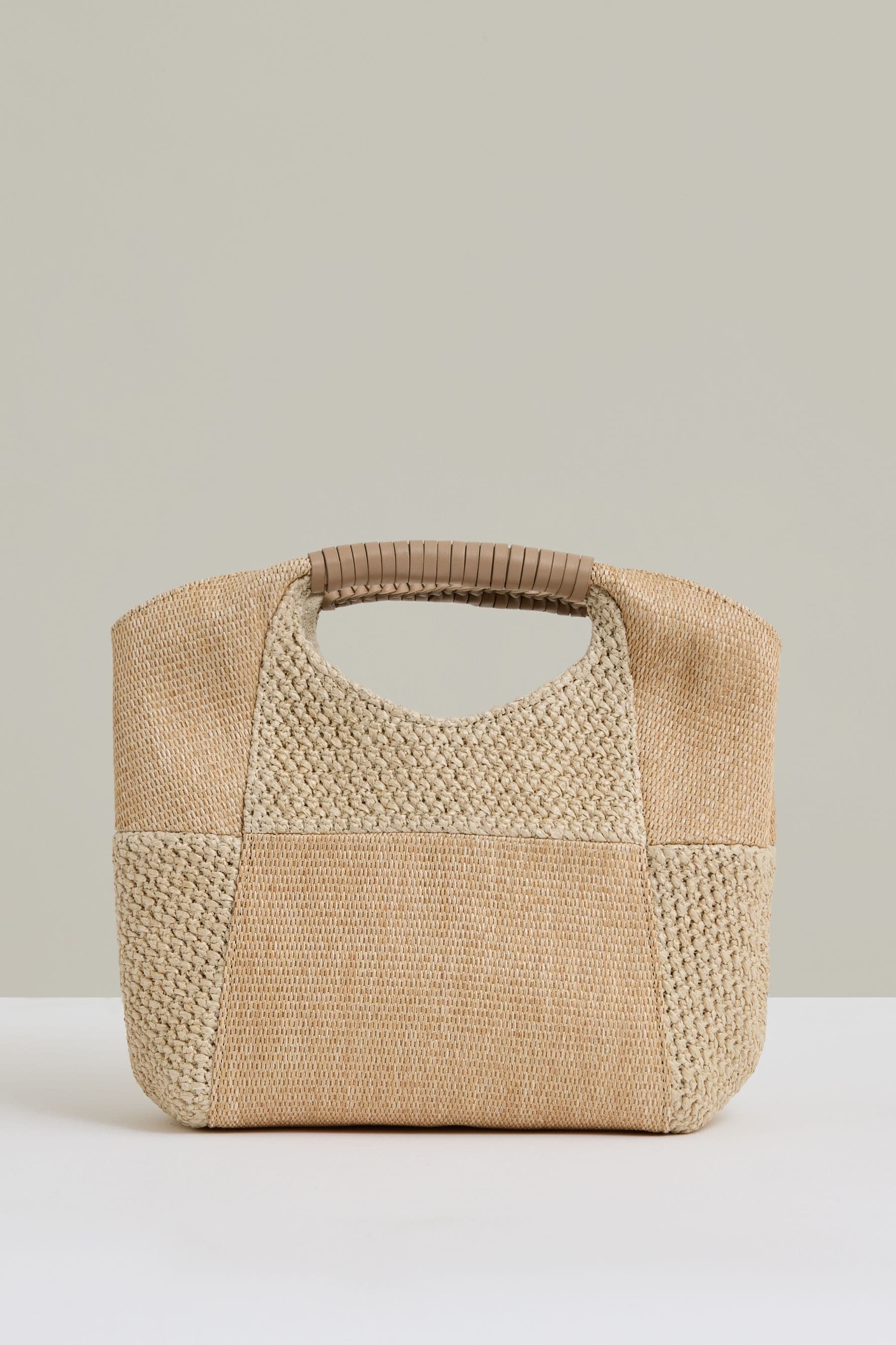 Reiss Natural Raffia Patchwork Clutch Bag,