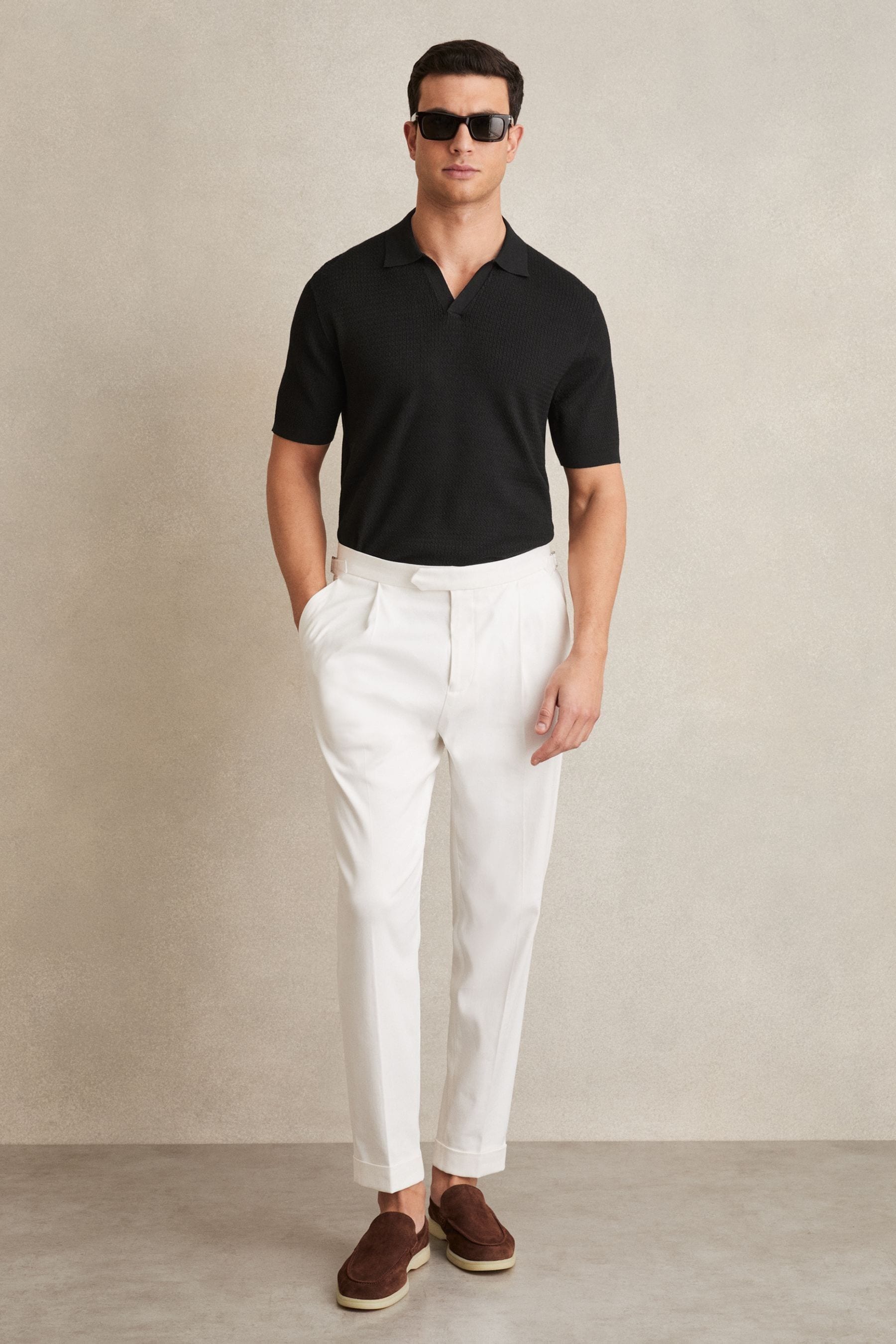 Reiss Duchie Merino Open Collar Polo Shirt