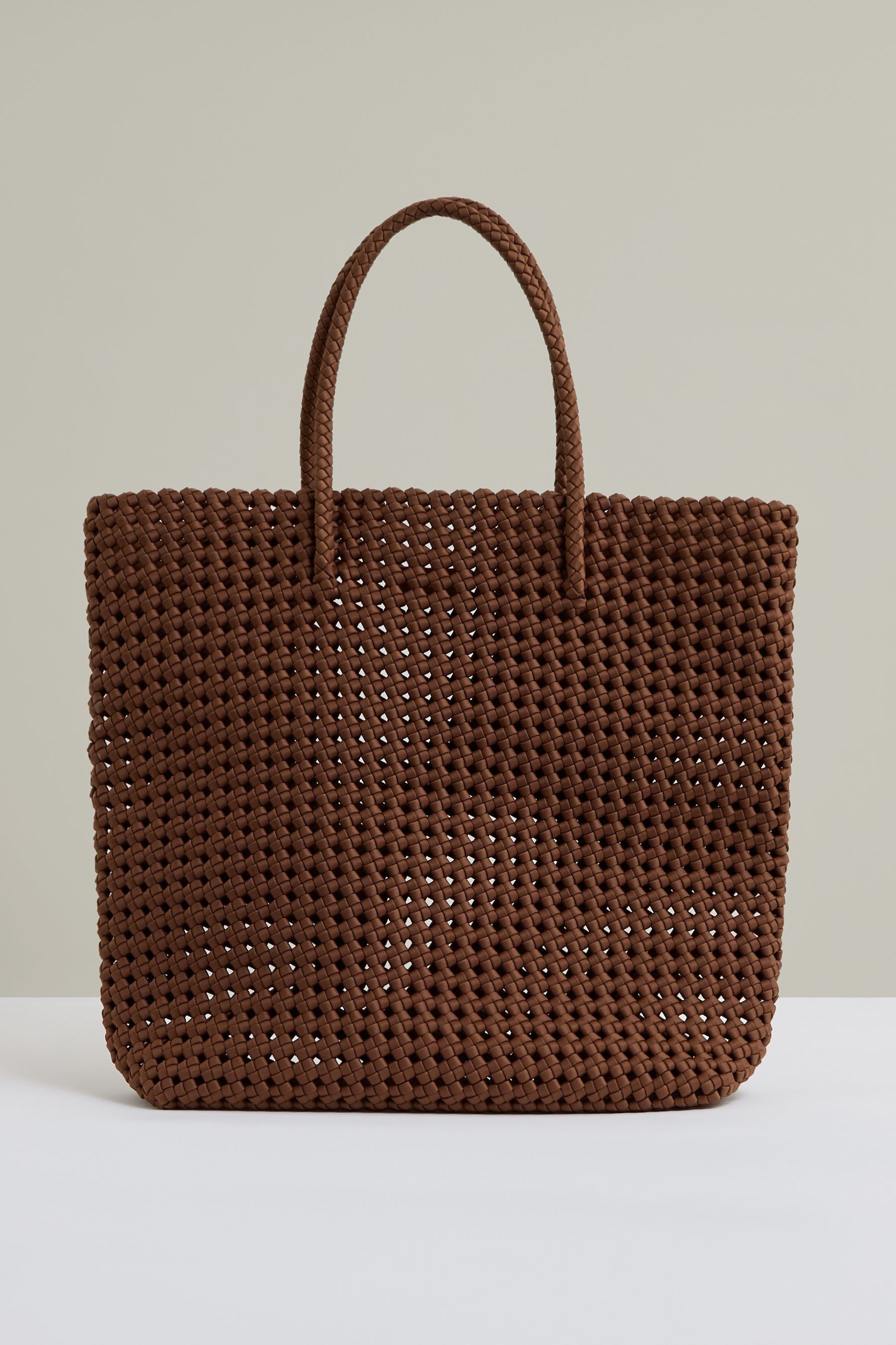 Reiss Tan Woven Neoprene Tote Bag,