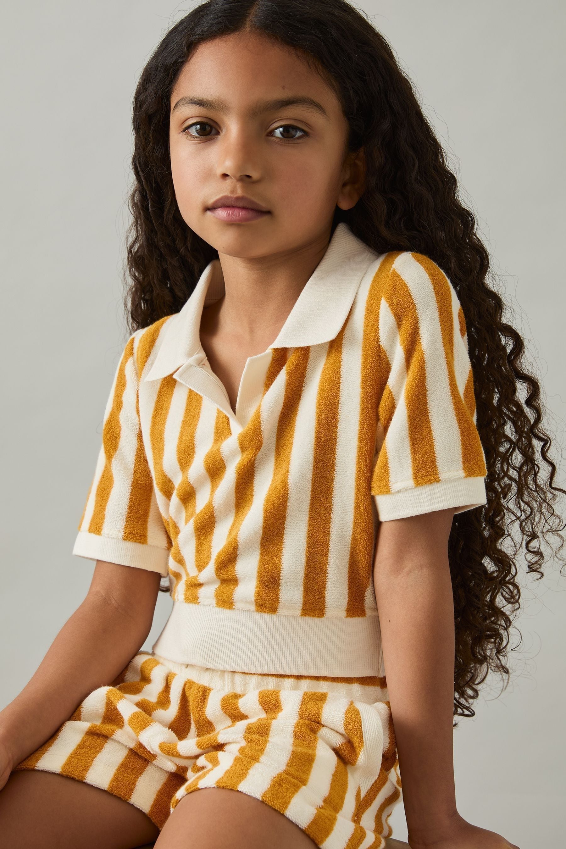 Reiss Kids' Yellow 9-13 Yrs Towelling Stripe Shorts Set
