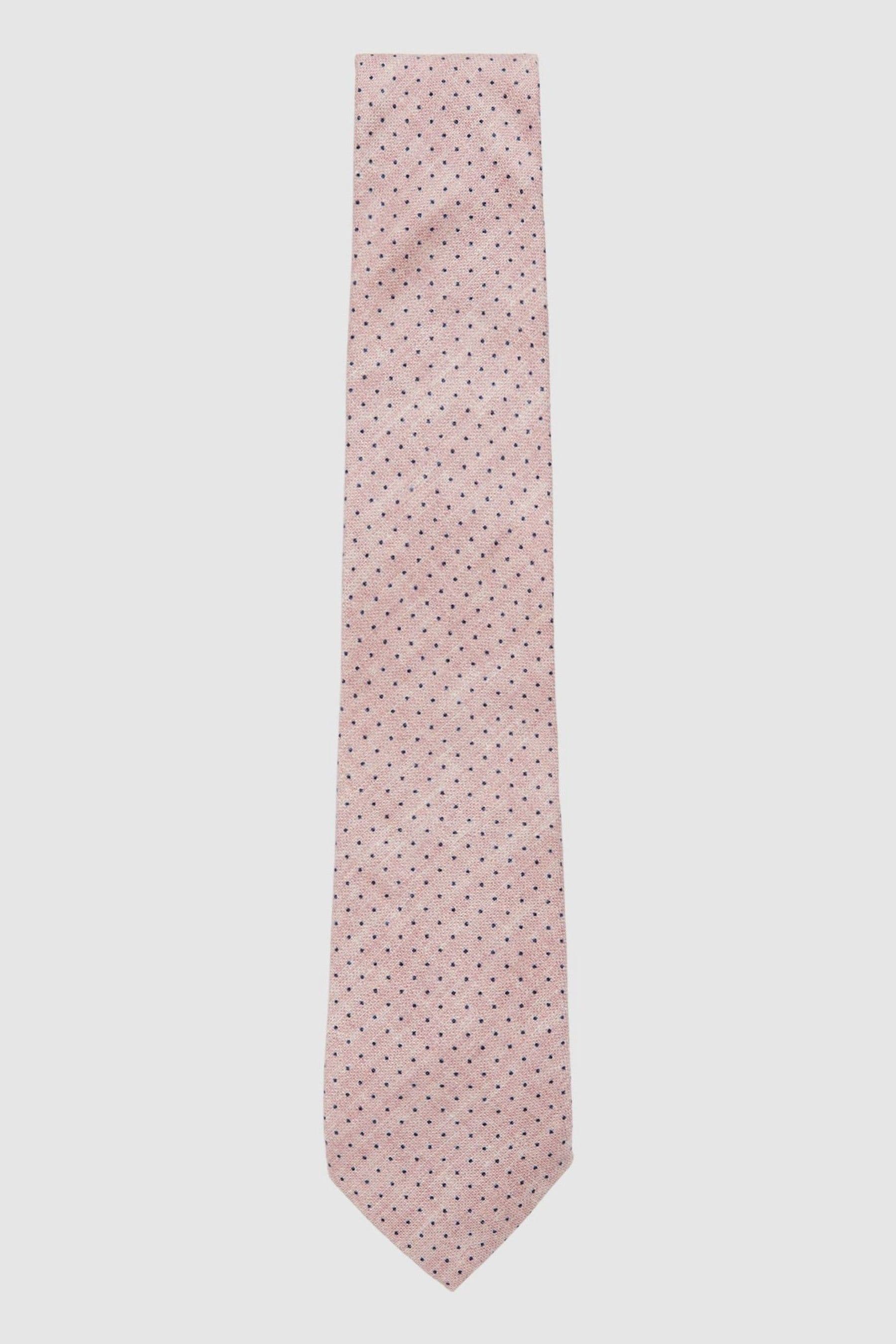 Shop Reiss Soft Pink Silk Pin-dot Tie