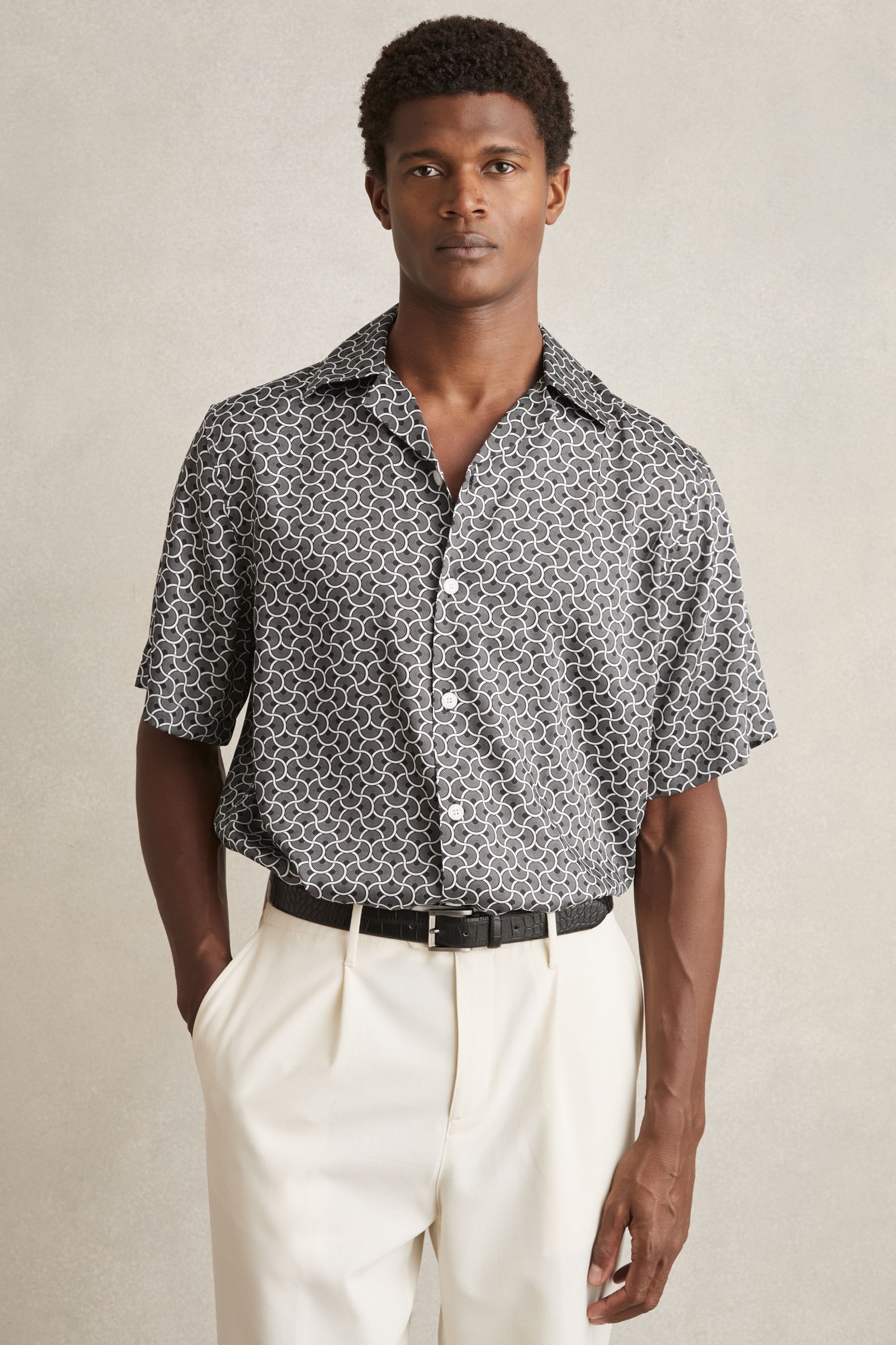 Reiss Barella Geo Wave Camp Shirt