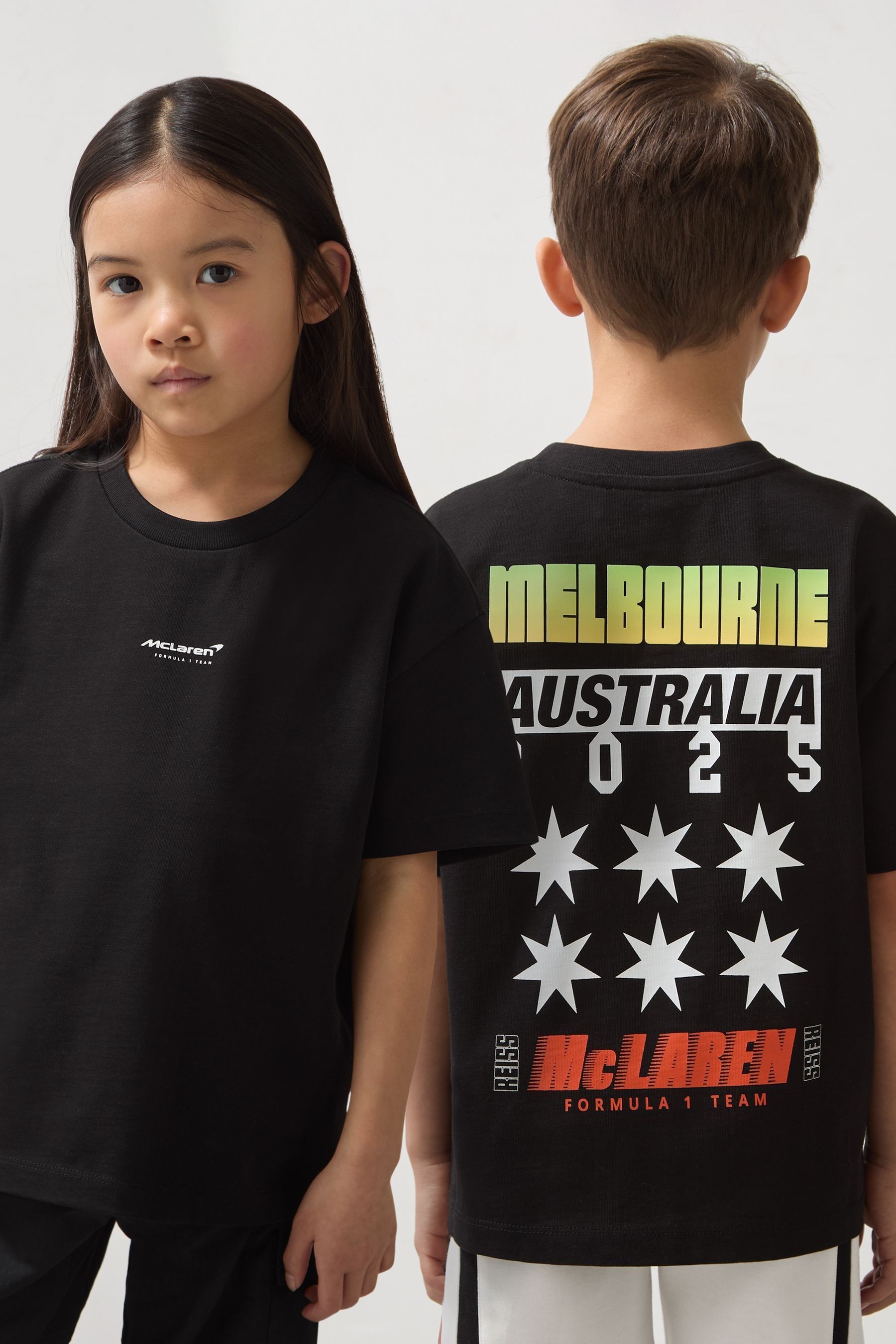 Reiss Mclaren Black 3-9 Yrs Mclaren F1 Team T-shirt Unisex Fit In Black