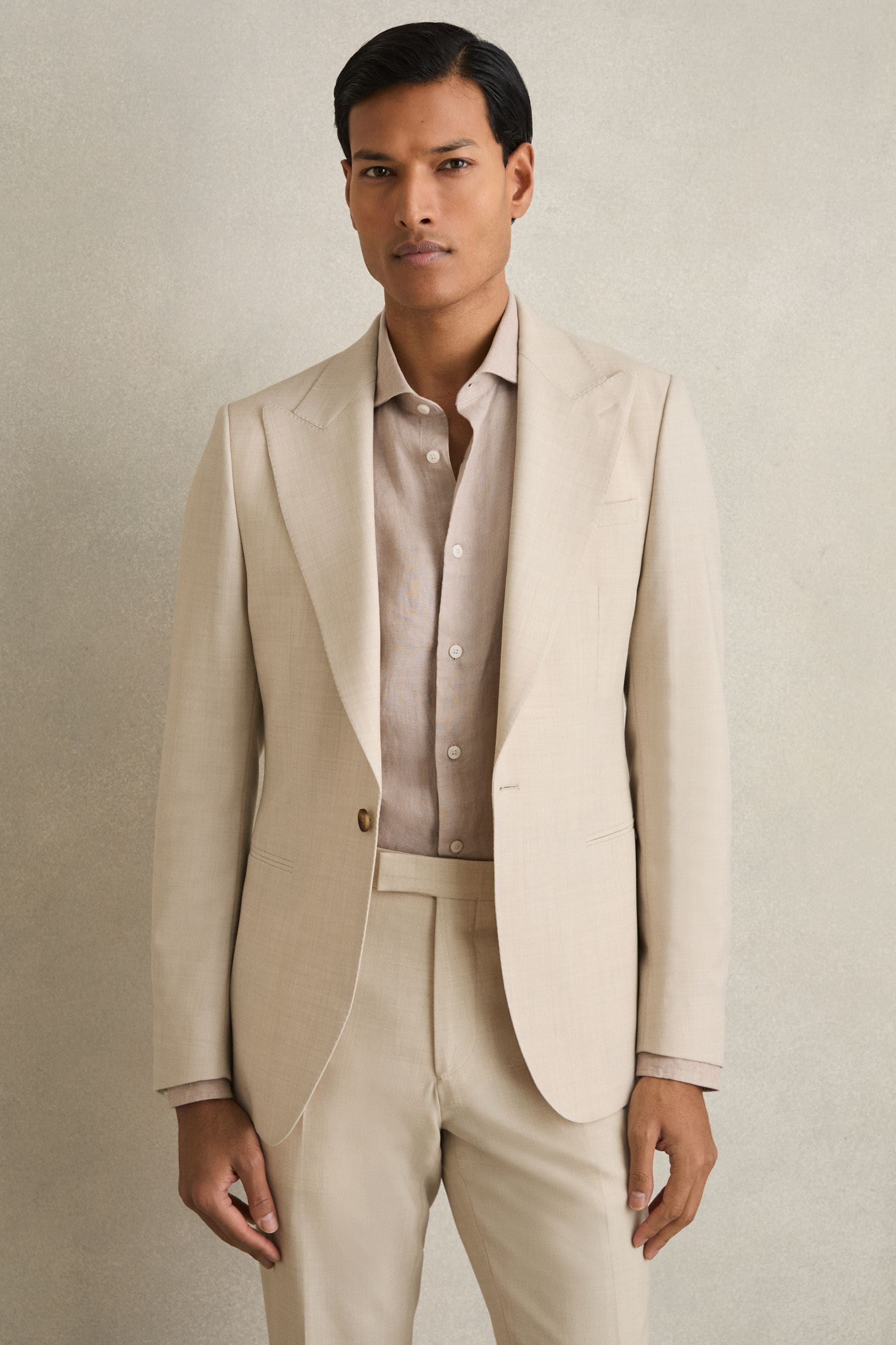 Reiss Stone Belmont Sb Single-breasted Textured Blazer Slim-fit With Wool