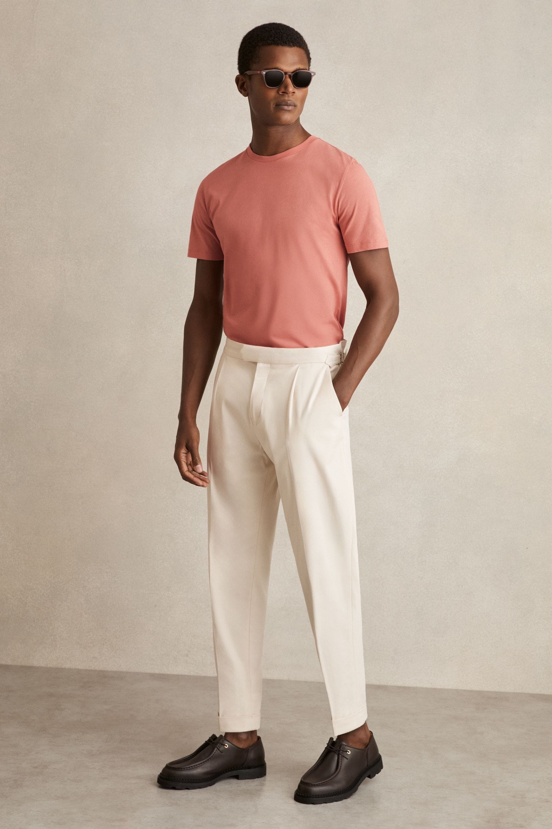 Reiss Mens Bless Crew-neck Short-sleeve Cotton-jersey T-shirt Washed Rose Pink