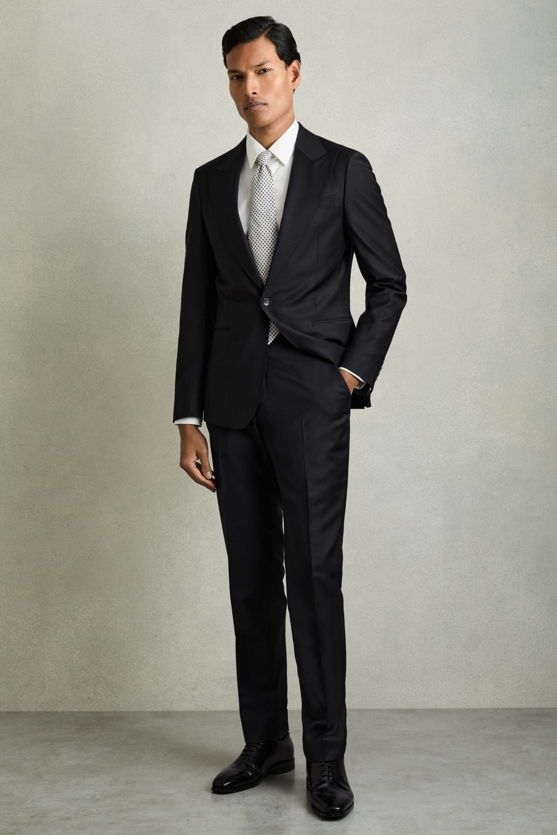 Reiss Navy Wool-blend Slim-fit Suit Trousers