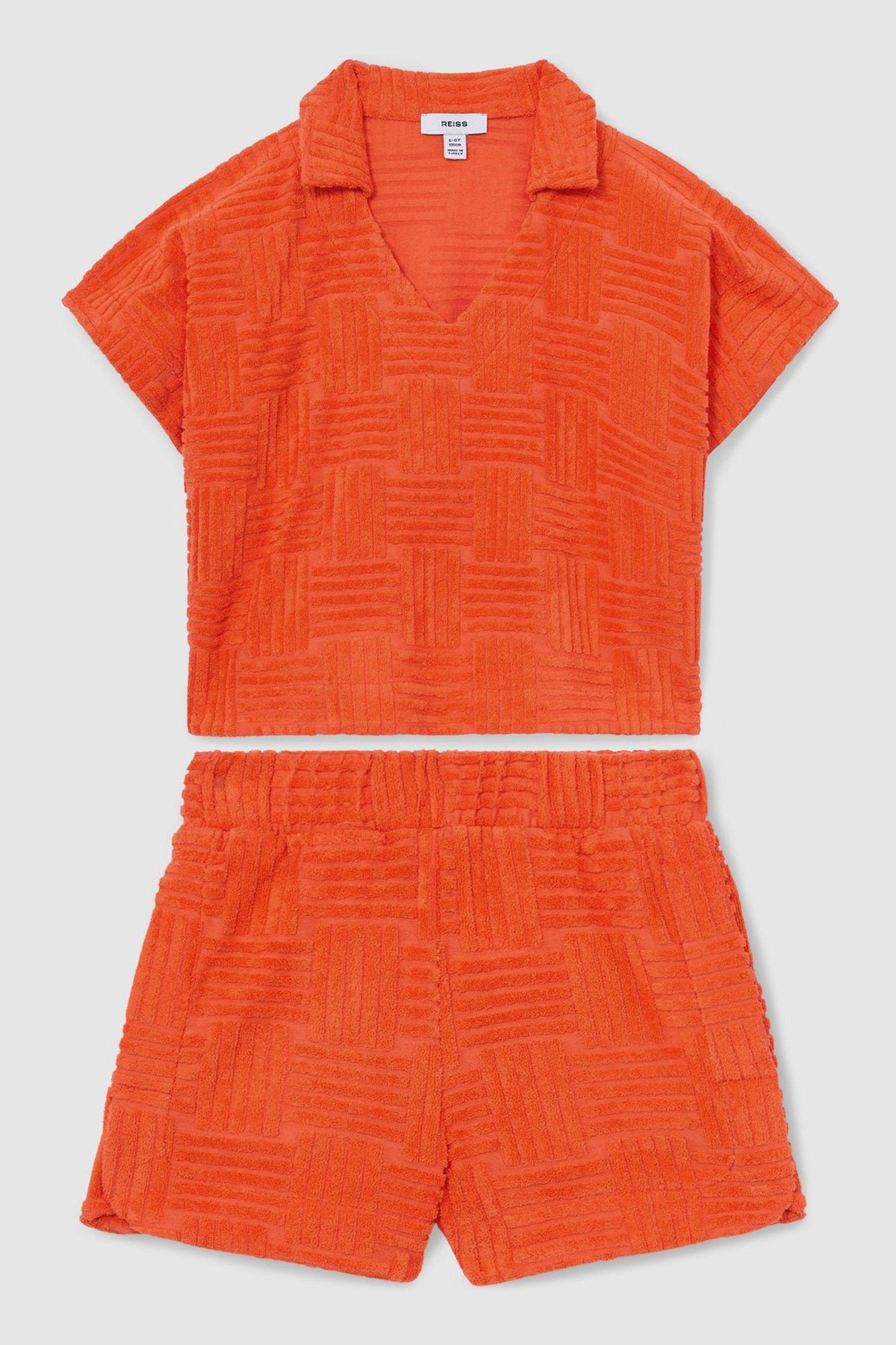 REISS ORANGE CYRI TOWELLING SHIRT AND SHORTS SET