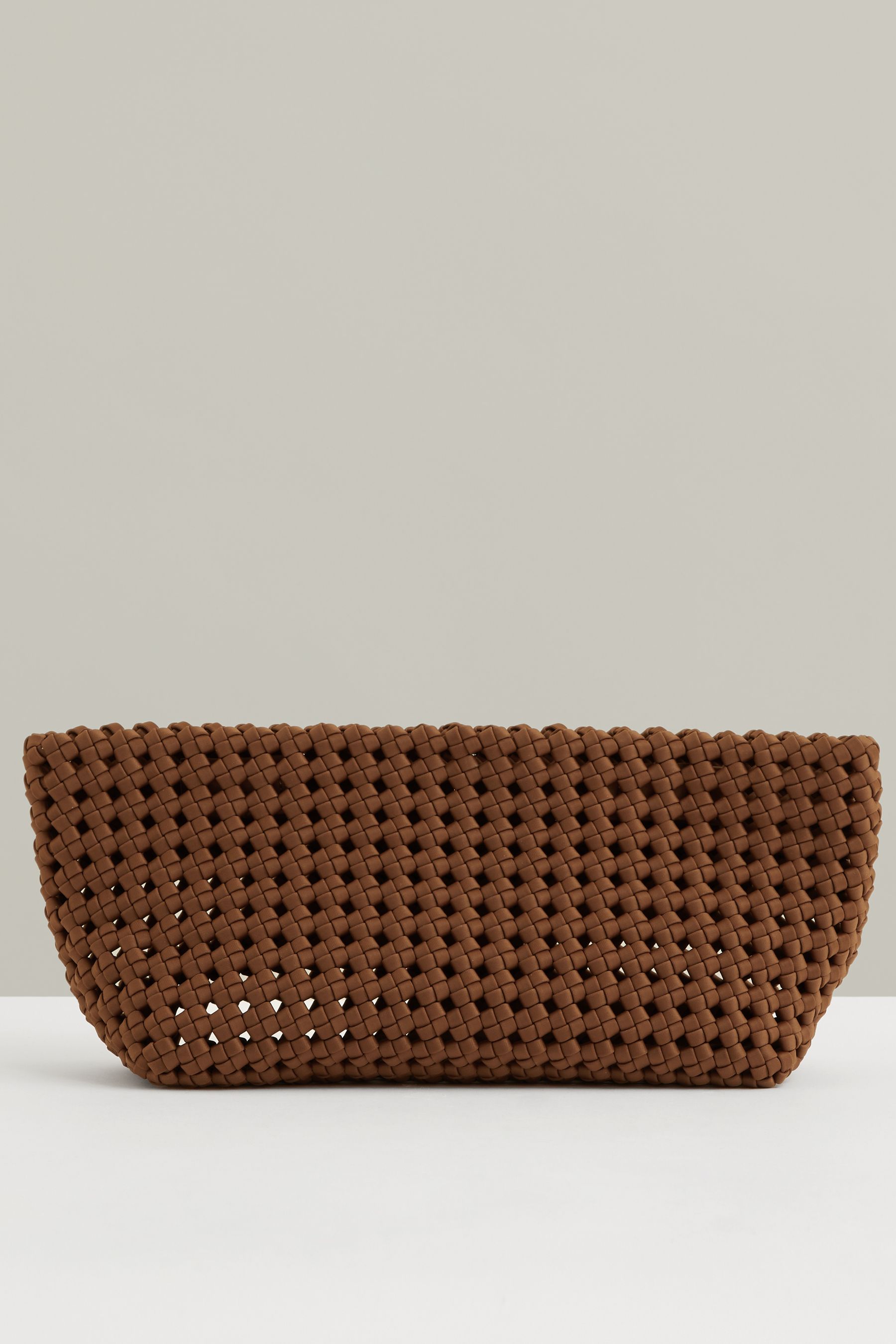 Reiss Tan Woven Clutch Bag,