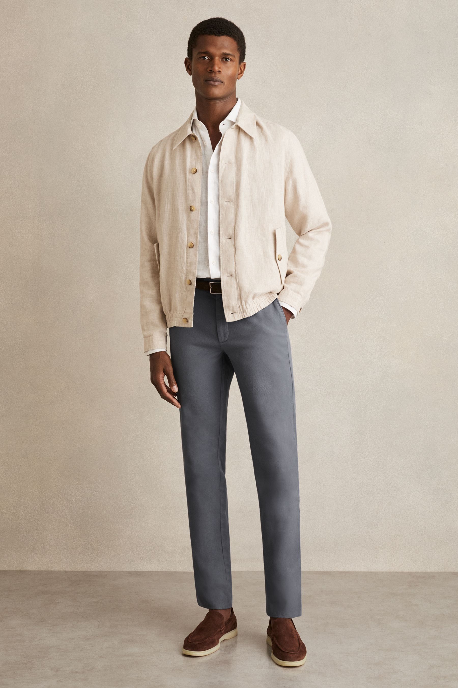 Reiss Airforce Blue Cotton-piqué Slim-fit Chinos