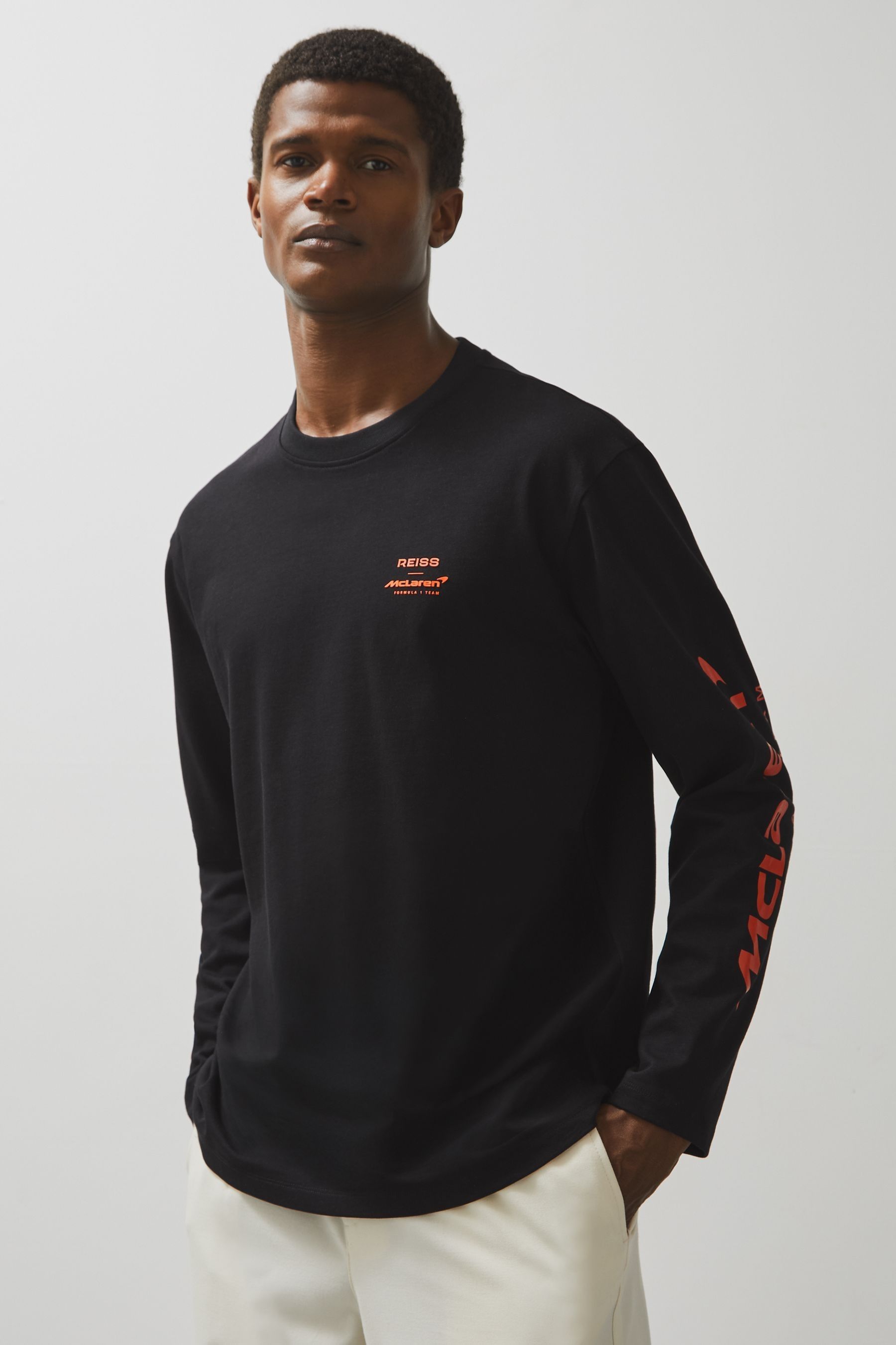 Reiss Mclaren Black Unisex Fit Mclaren F1 Team Tyre-print T-shirt