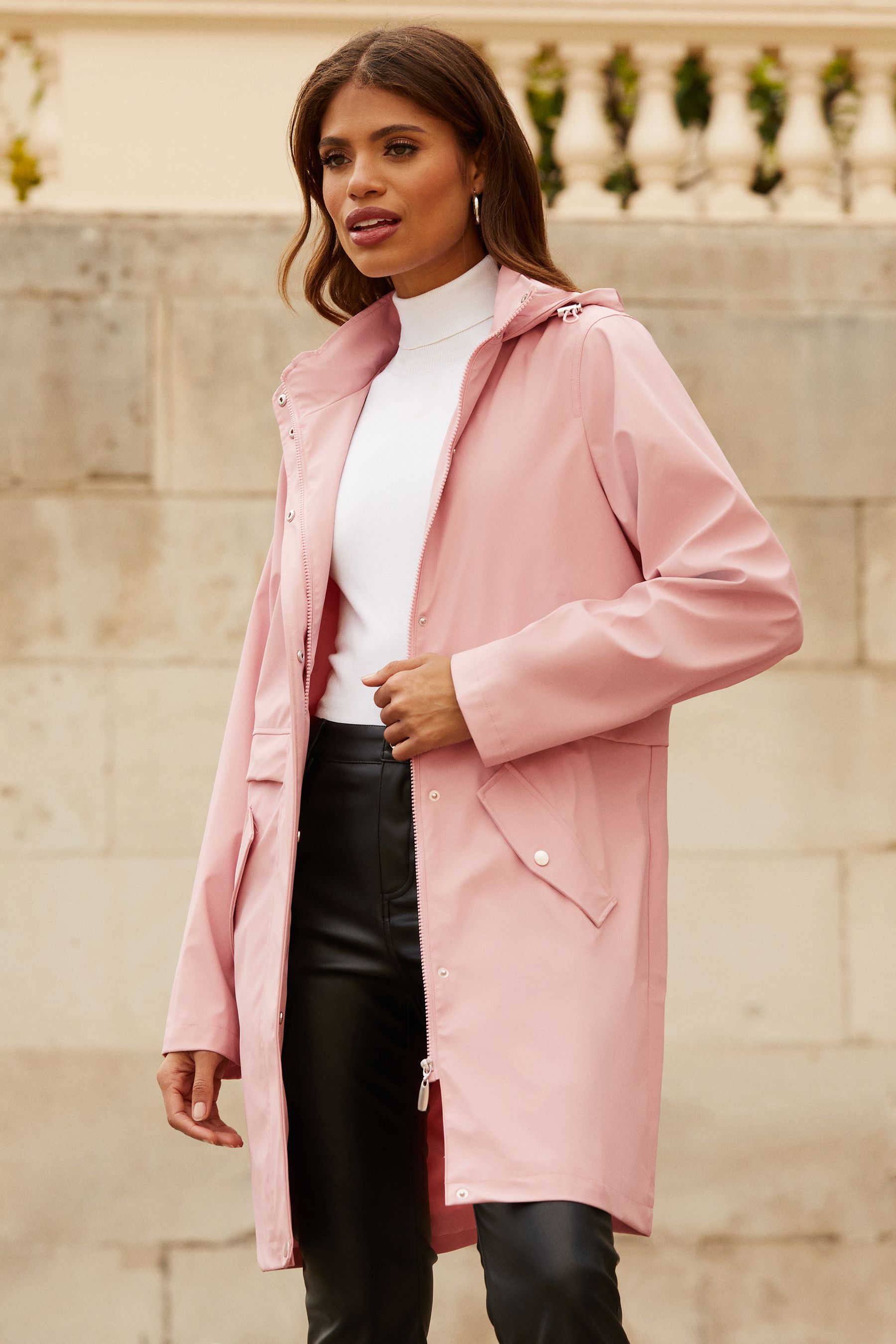 Lipsy Rubberised Shower Resistant Rain Mac Coat 14 Pink Reviews Next Reviews Feefo