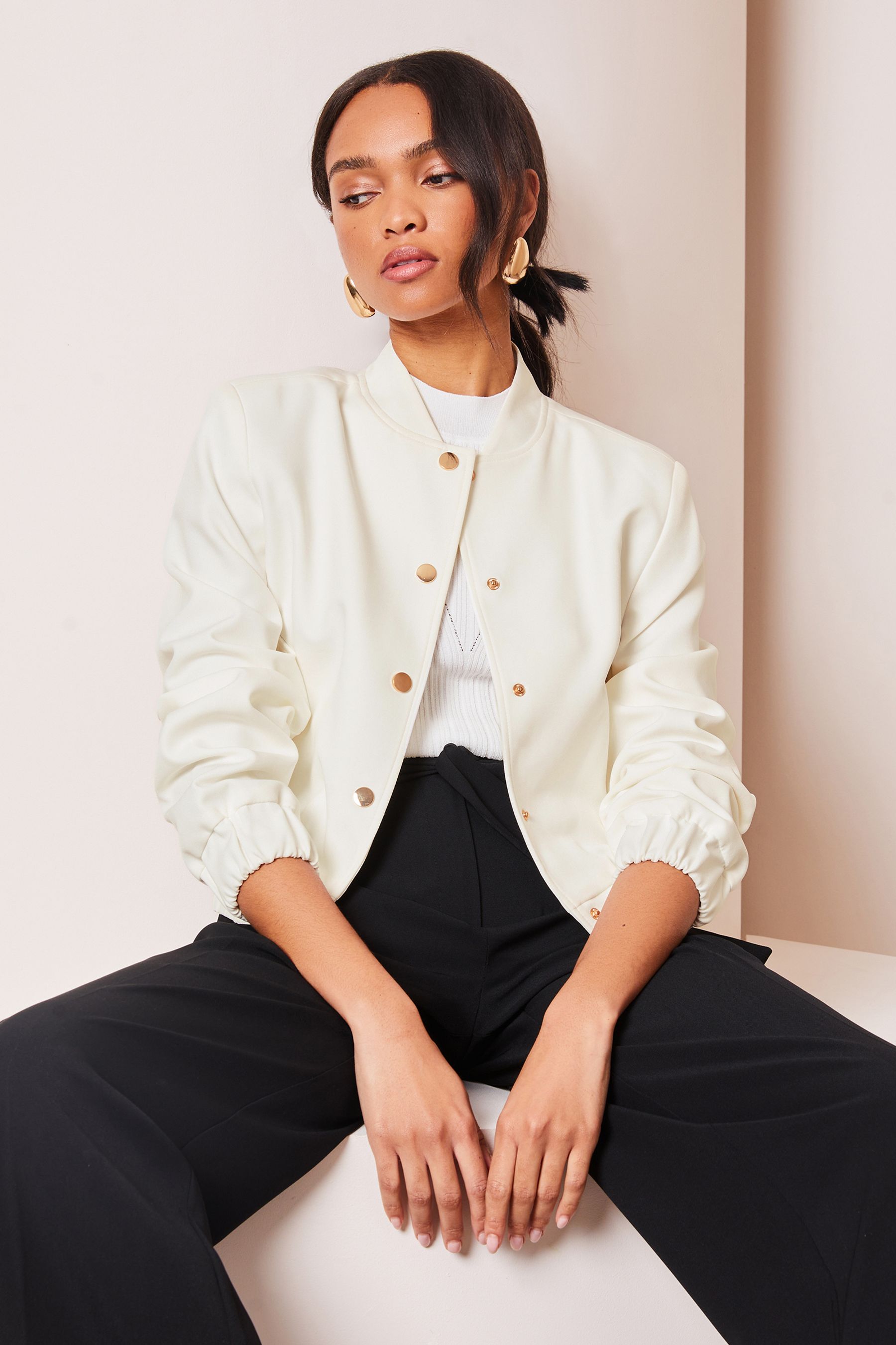 Cream smart jacket top
