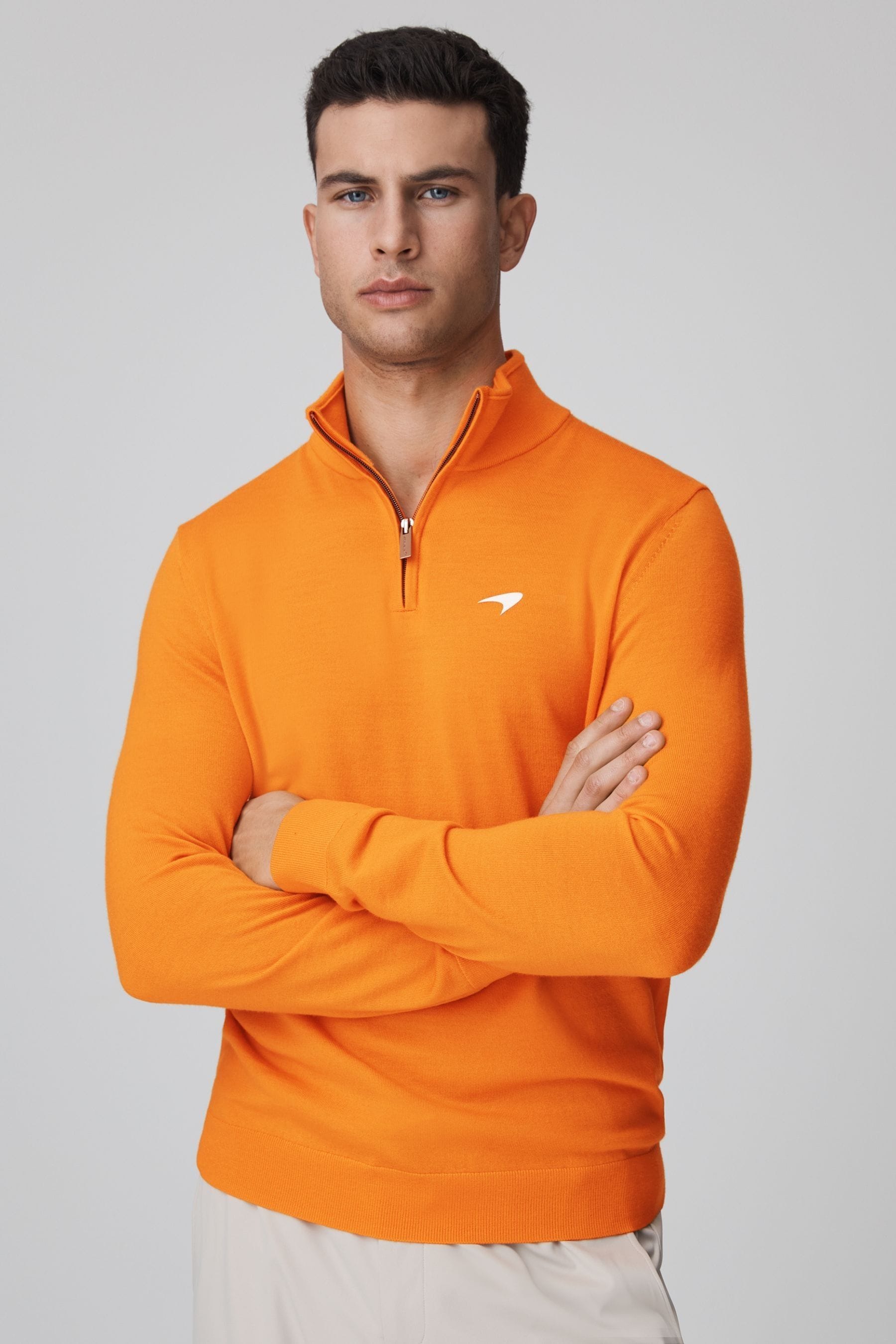 Shop Mclaren Hatch -  F1 Merino Half-zip Funnel Neck Jumper, Xl In Papaya